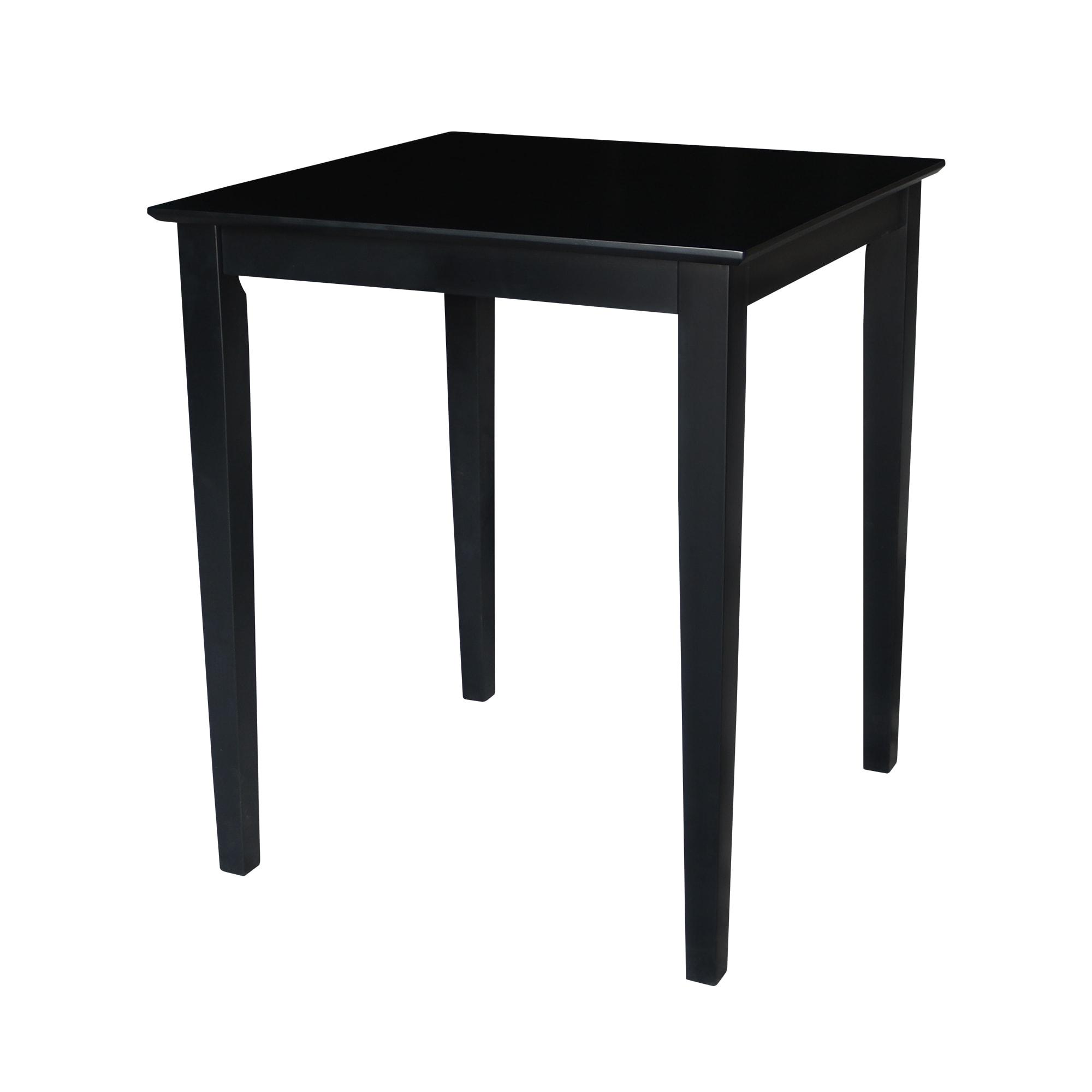 Solid Wood Top Counter Height Table with Shaker Legs Black - International Concepts: Square, 36" High