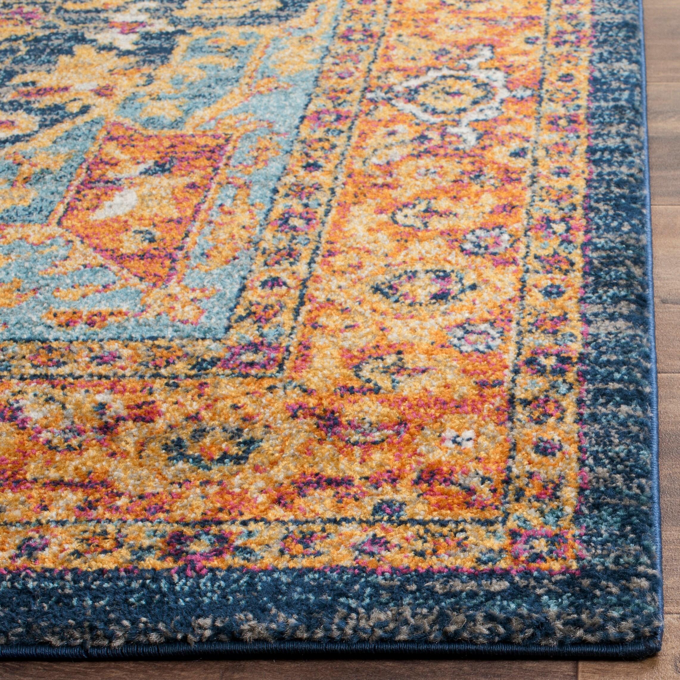 Evoke EVK275 Power Loomed Accent Rug Blue / Orange 2'-2" X 5' - Safavieh.