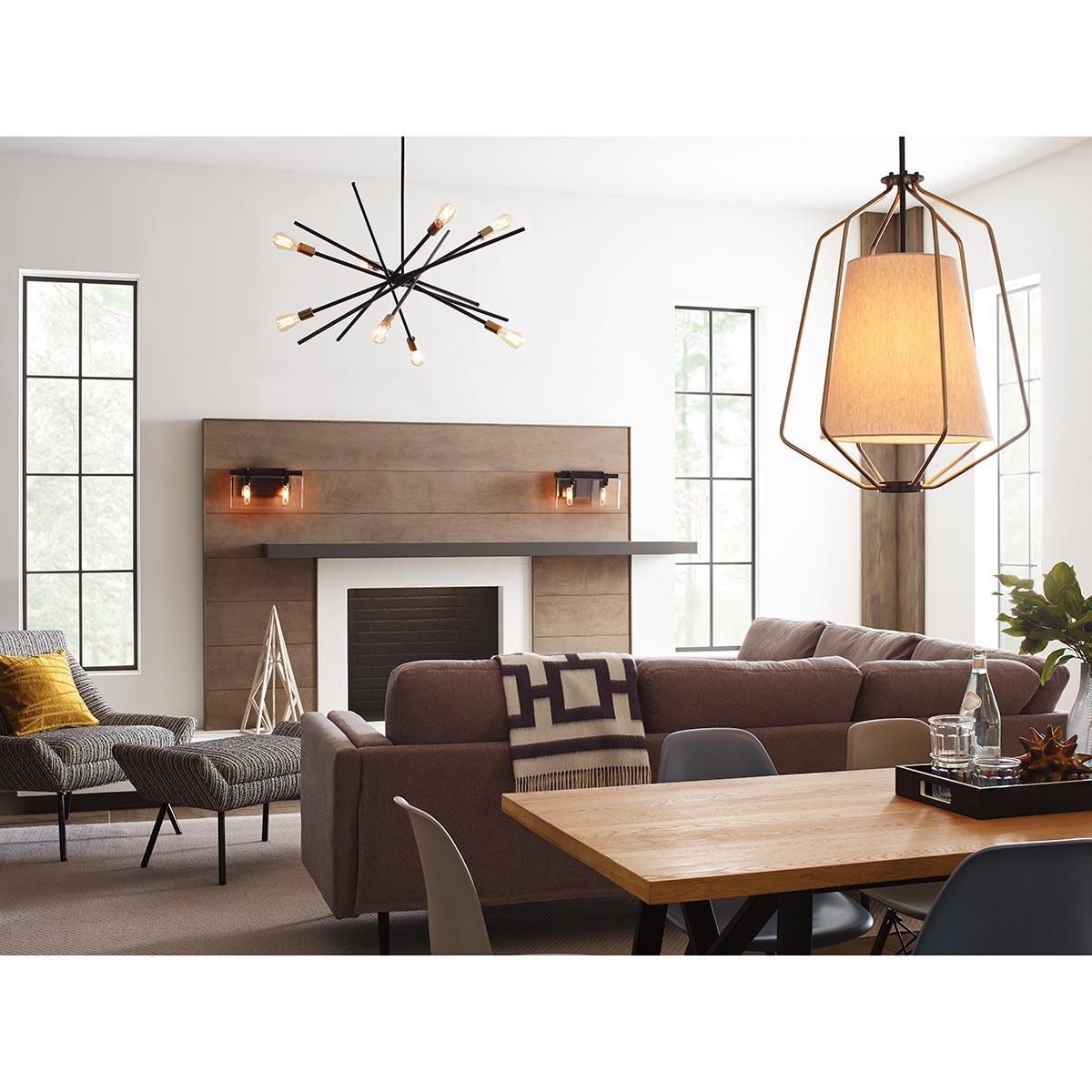 Progress Lighting Glayse 2-Light Bath & Vanity, Antique Bronze, Beveled Glass Shade