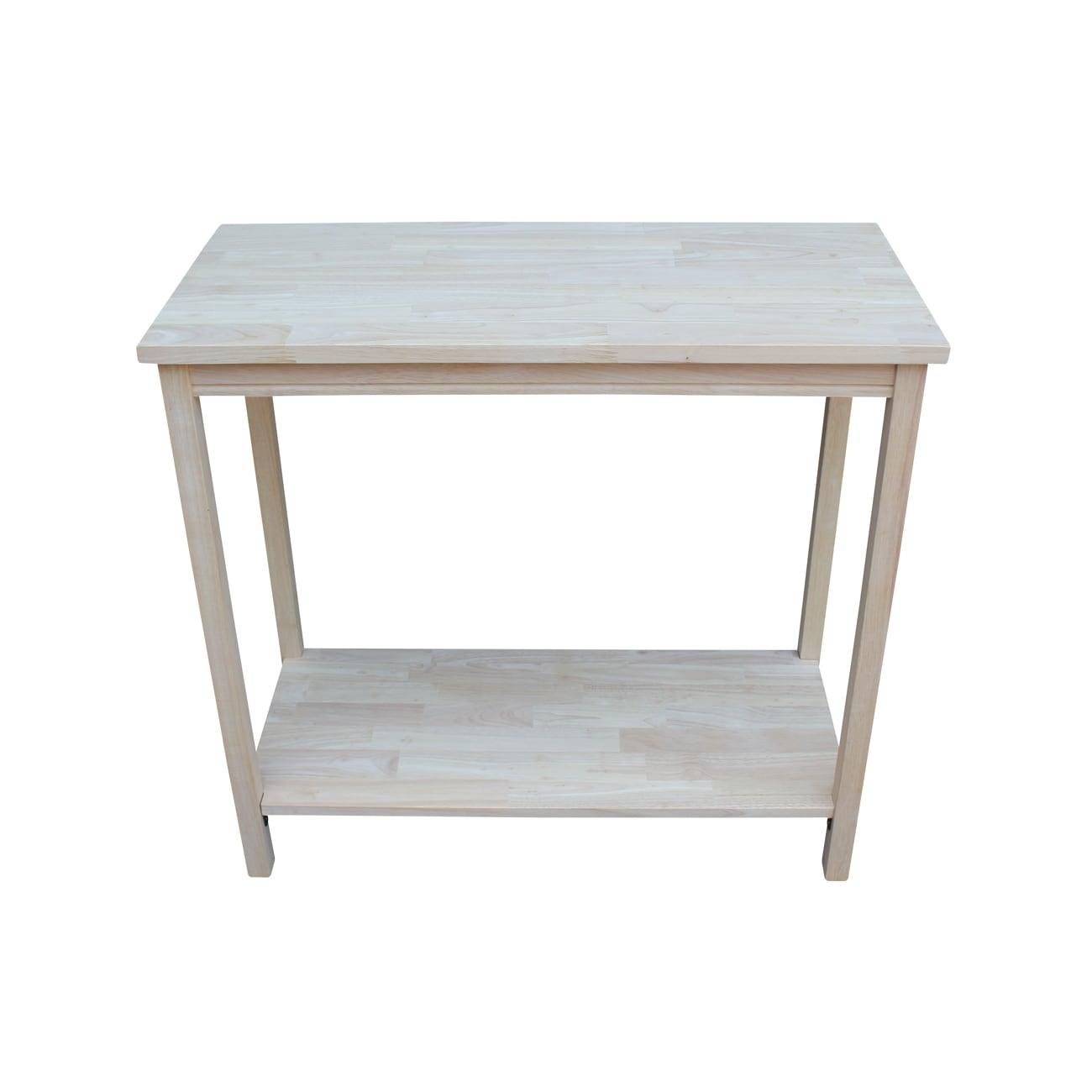 International Concepts 29" Rectangular Portman Accent Table Unfinished : Hardwood Furniture, Fixed Shelf, Dry Dust Care