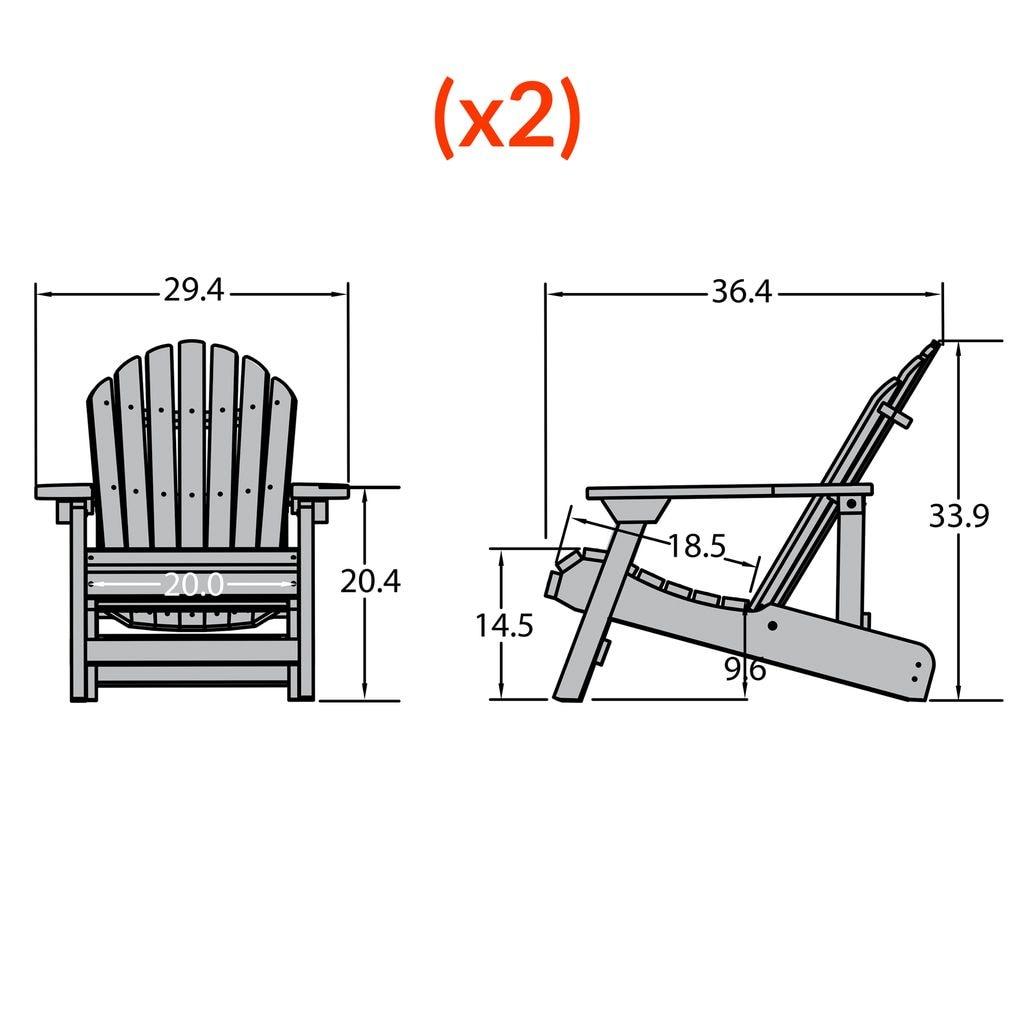 Hamilton 2pk Folding & Reclining Adirondack Chairs - Coastal Teak - highwood: Weather-Resistant Outdoor Seating