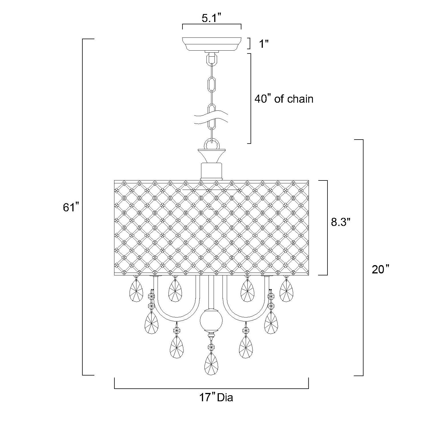 Chrome and Crystal 4-Light Drum Chandelier with Beaded Shade