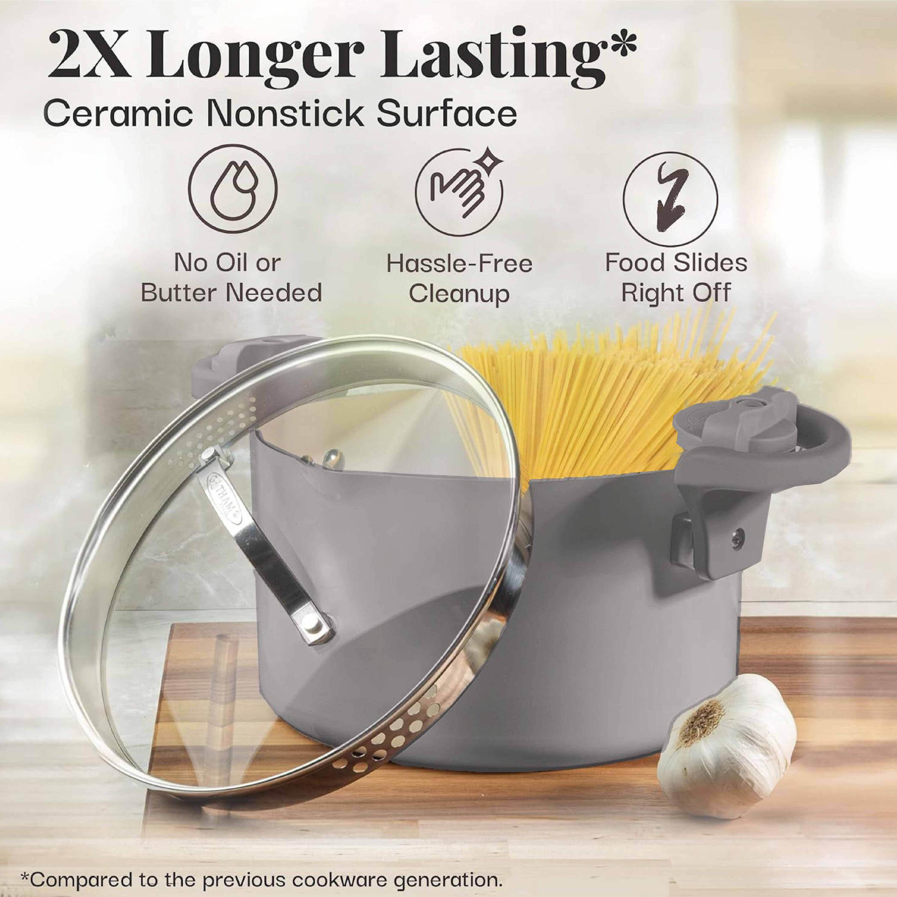 Gotham Steel Gotham Steel Stock Multipurpose Pasta Pot with Strainer Lid & Twist and Lock Handles