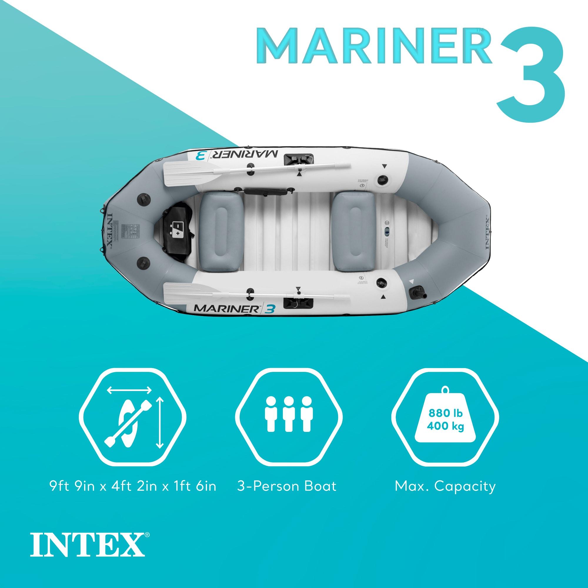 Intex Mariner 3, 3-Person Inflatable River/Lake Dinghy Boat & Oars Set