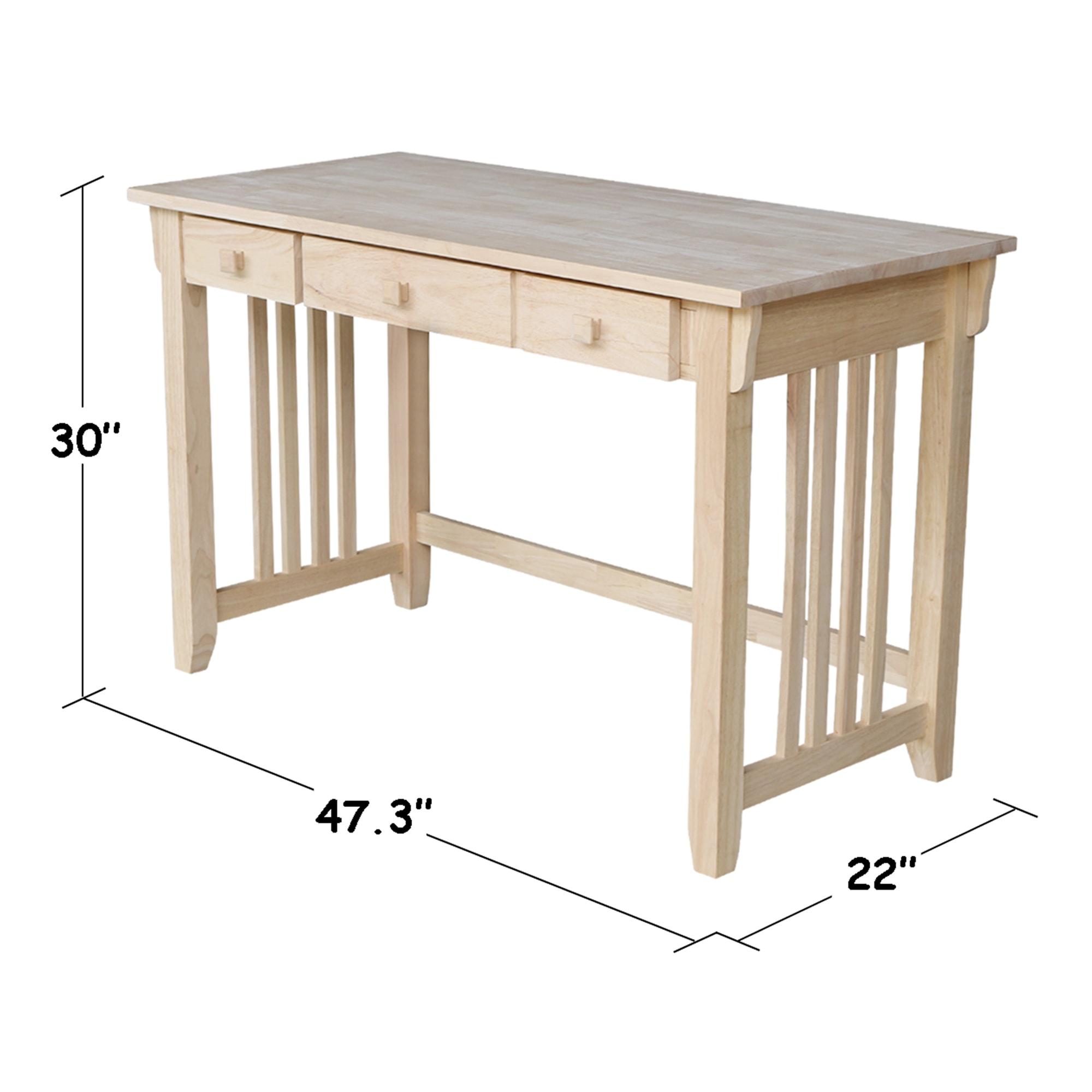 Mission Computer Desk - Unfinished - International Concepts: Hardwood Frame, 48" Writing Desk with Drawer, Adult Assembly Required