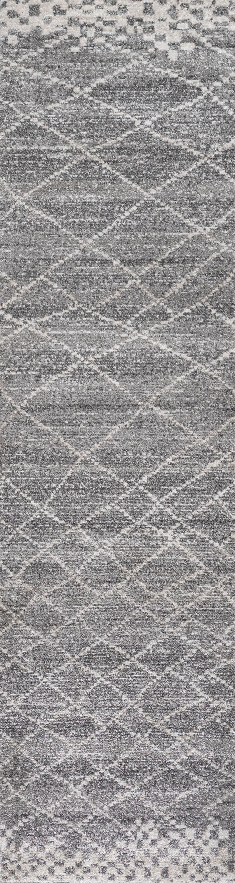 2'x8' Asilah Moroccan Modern Diamond Runner Rug, Gray - JONATHAN Y