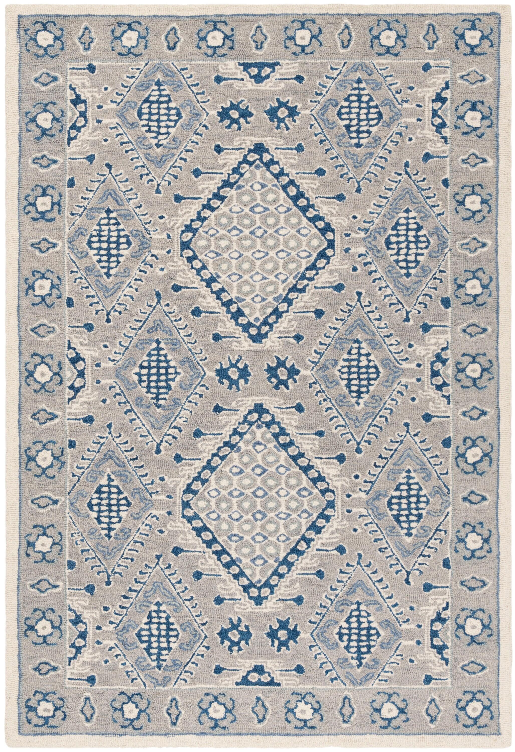 Micro-Loop MLP511 Hand Tufted Indoor Accent Rug - Light Grey/Blue - 4'x6' - Safavieh