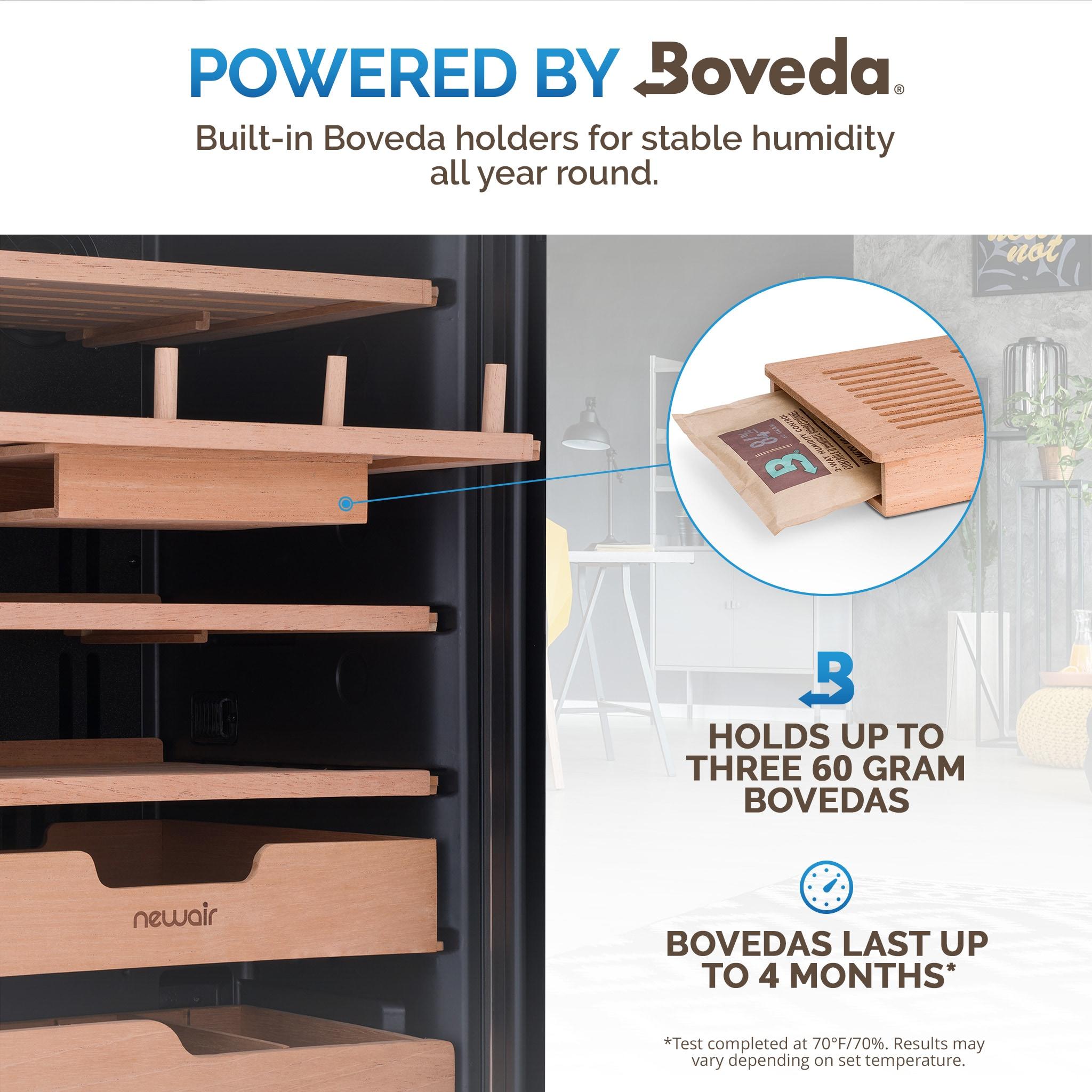 Newair x Boveda 500 Count Electric Humidor, Spanish Cedar Shelves, Temperature Control,Cigar Humidor