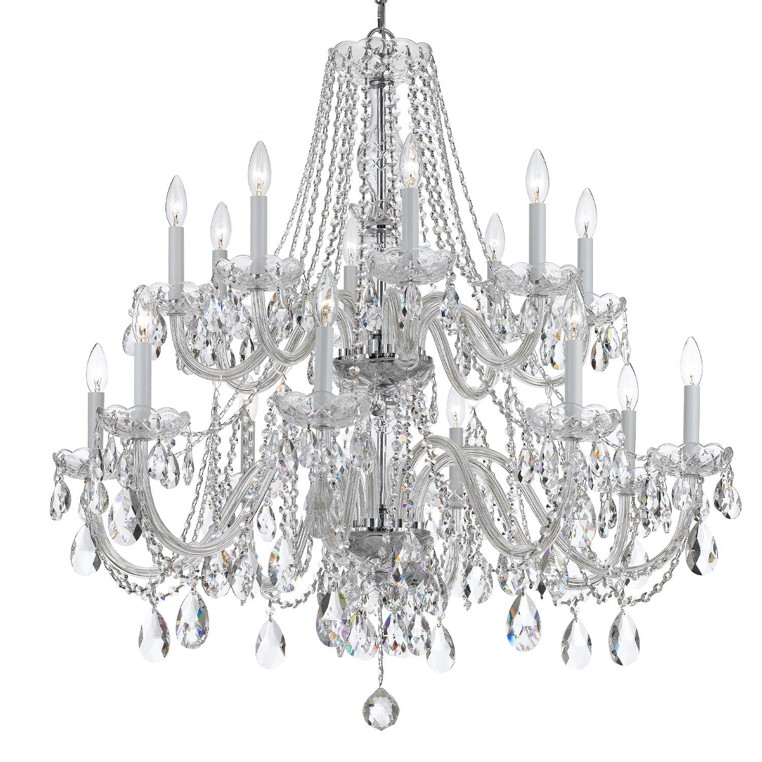 Crystorama Traditional Crystal 37"W Polished Chrome 16-Light Chandelier