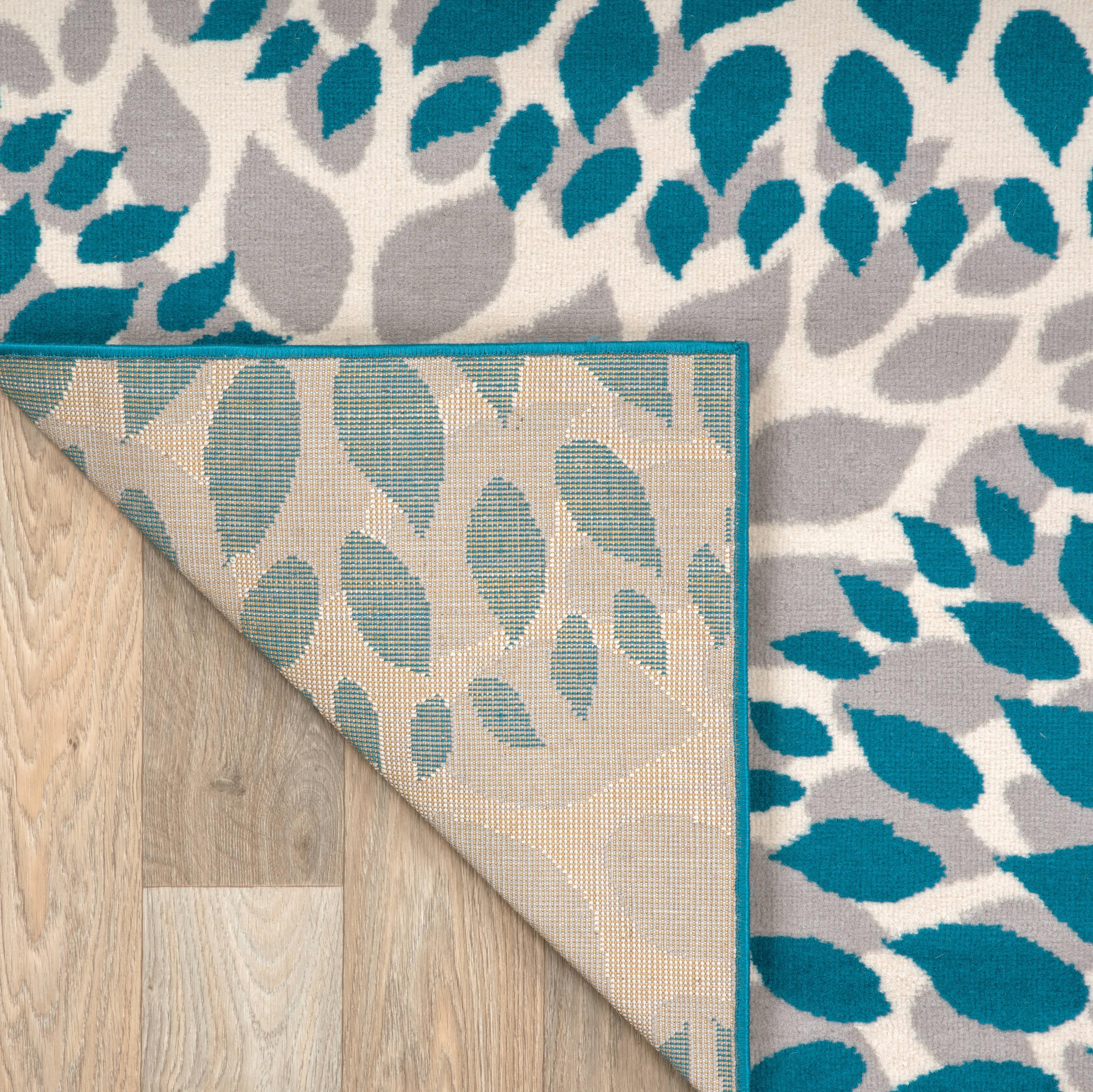 World Rug Gallery Modern Floral Circles Blue 3'1" x 5' Area Rug