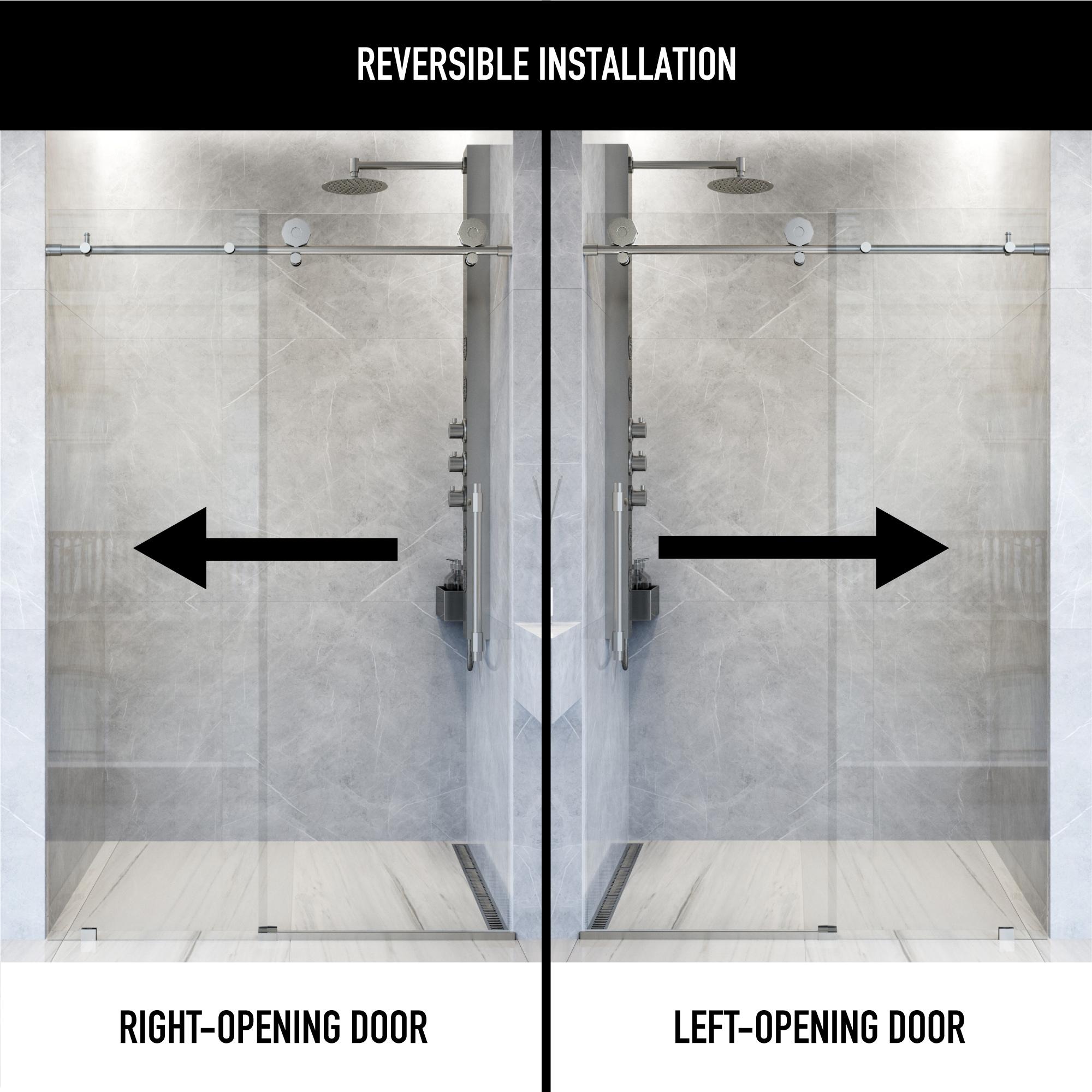 Elan Hart 56-60" W x 76" H Sliding Frameless Shower Door with 3/8" Clear Glass