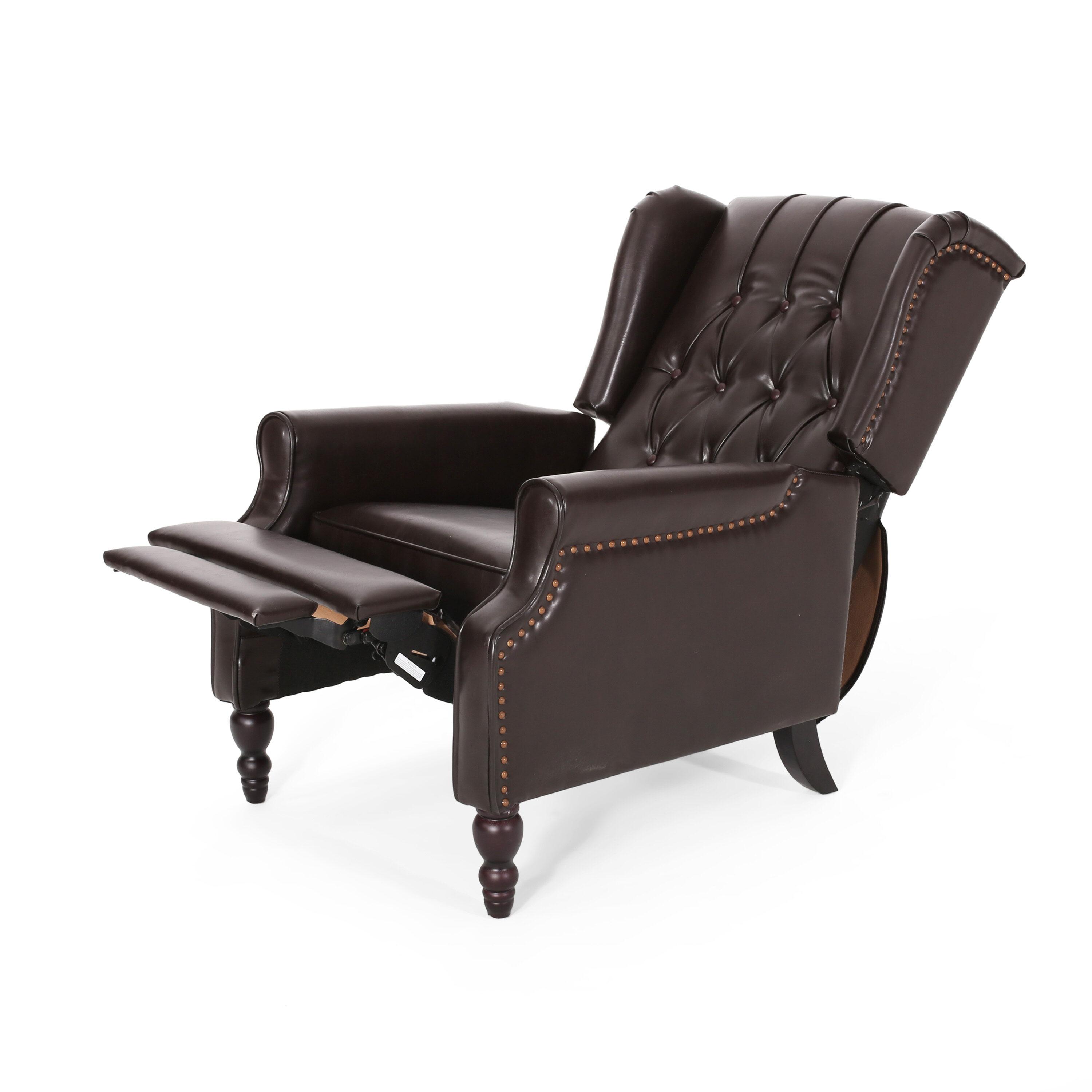 Walter Brown Bonded Leather Recliner Club Chair - Christopher Knight Home: Comfortable Seating, 250lb Capacity