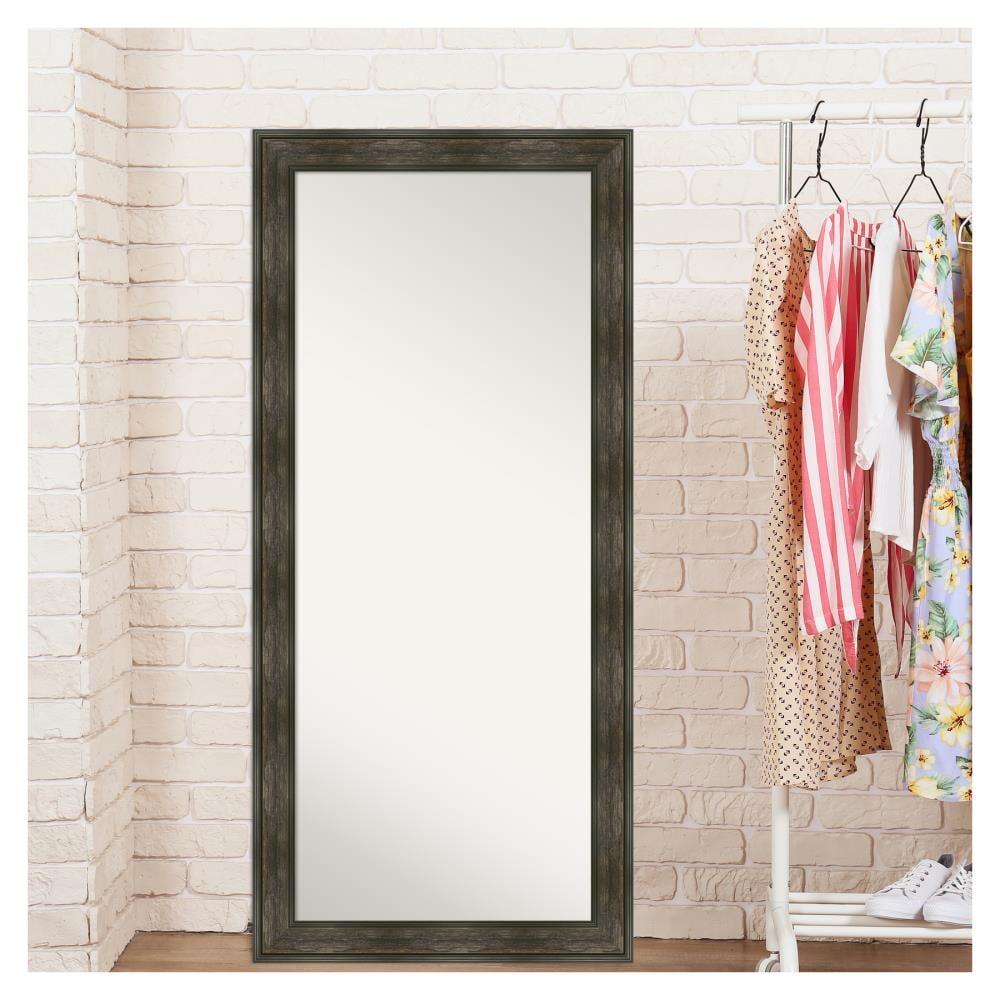 30" x 66" Non-Beveled Rail Rustic Char Full Length Floor Leaner Mirror - Amanti Art: Polystyrene Frame, Spot Clean