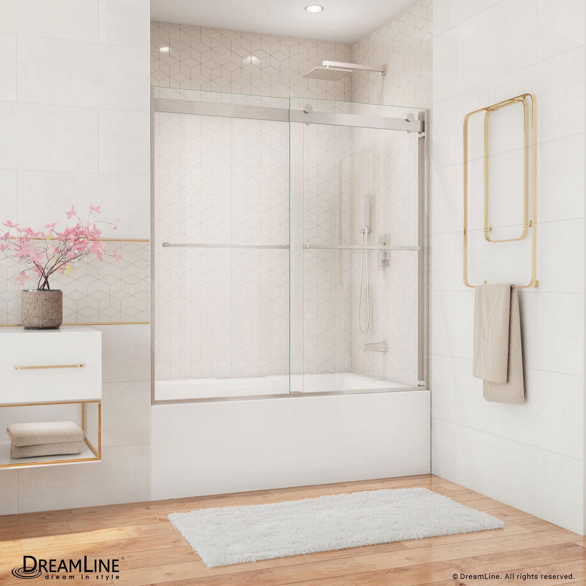 Essence 56" W x 60" H Reversible Frameless Tub Door with ClearMax™ Technology