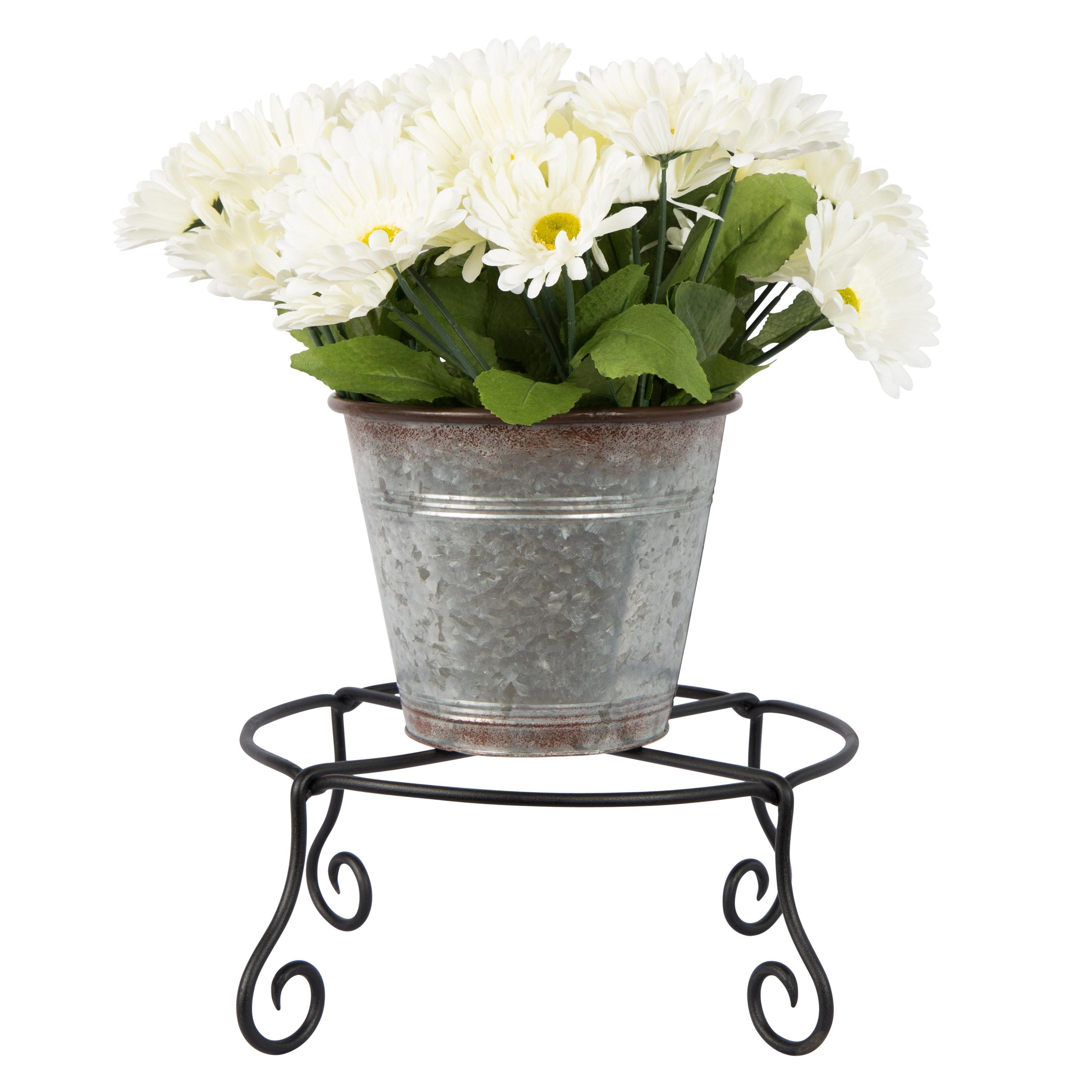 Large Black Wrought Iron Circular Plant Stand