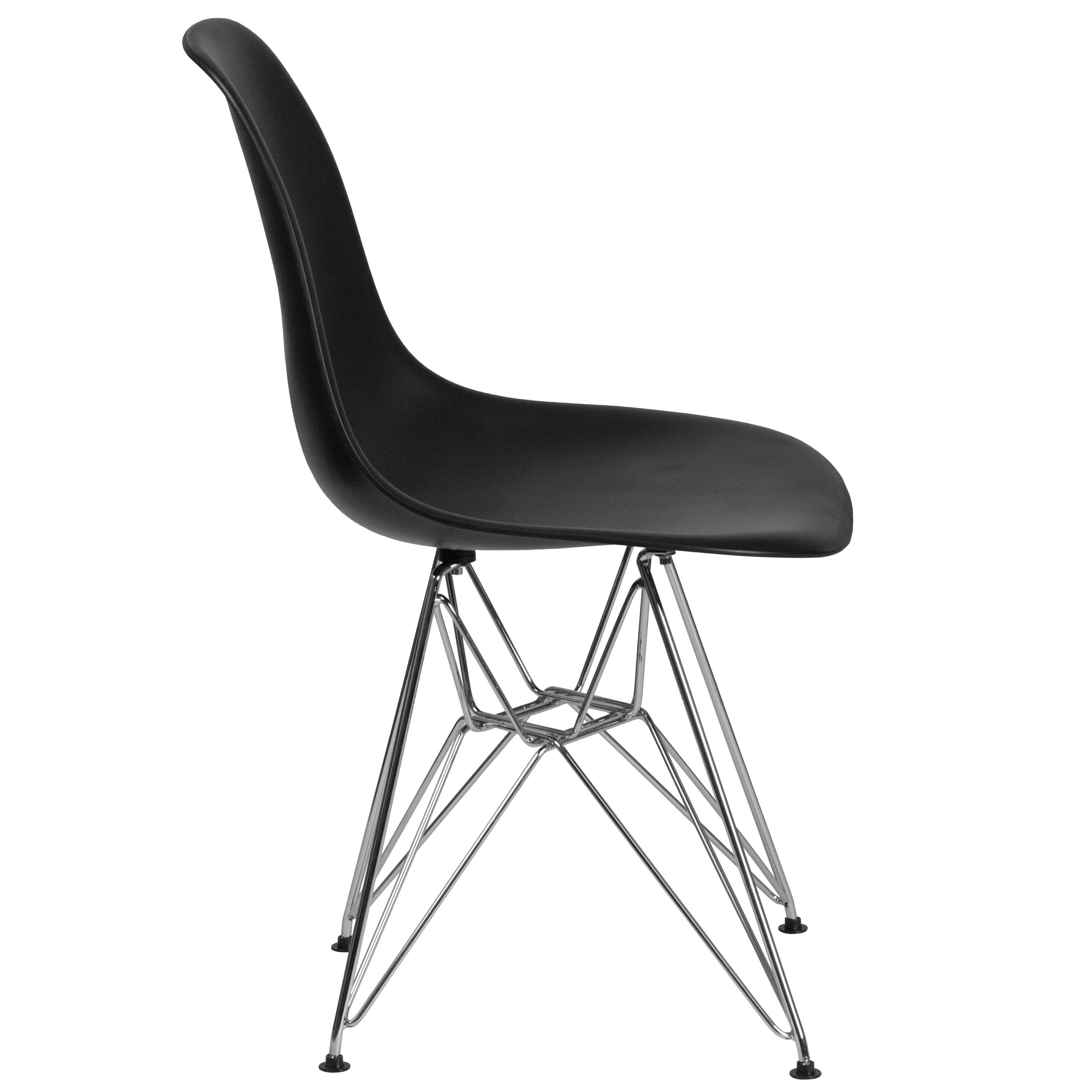 Flash Furniture Elon Series Black Plastic Chair with Chrome Base