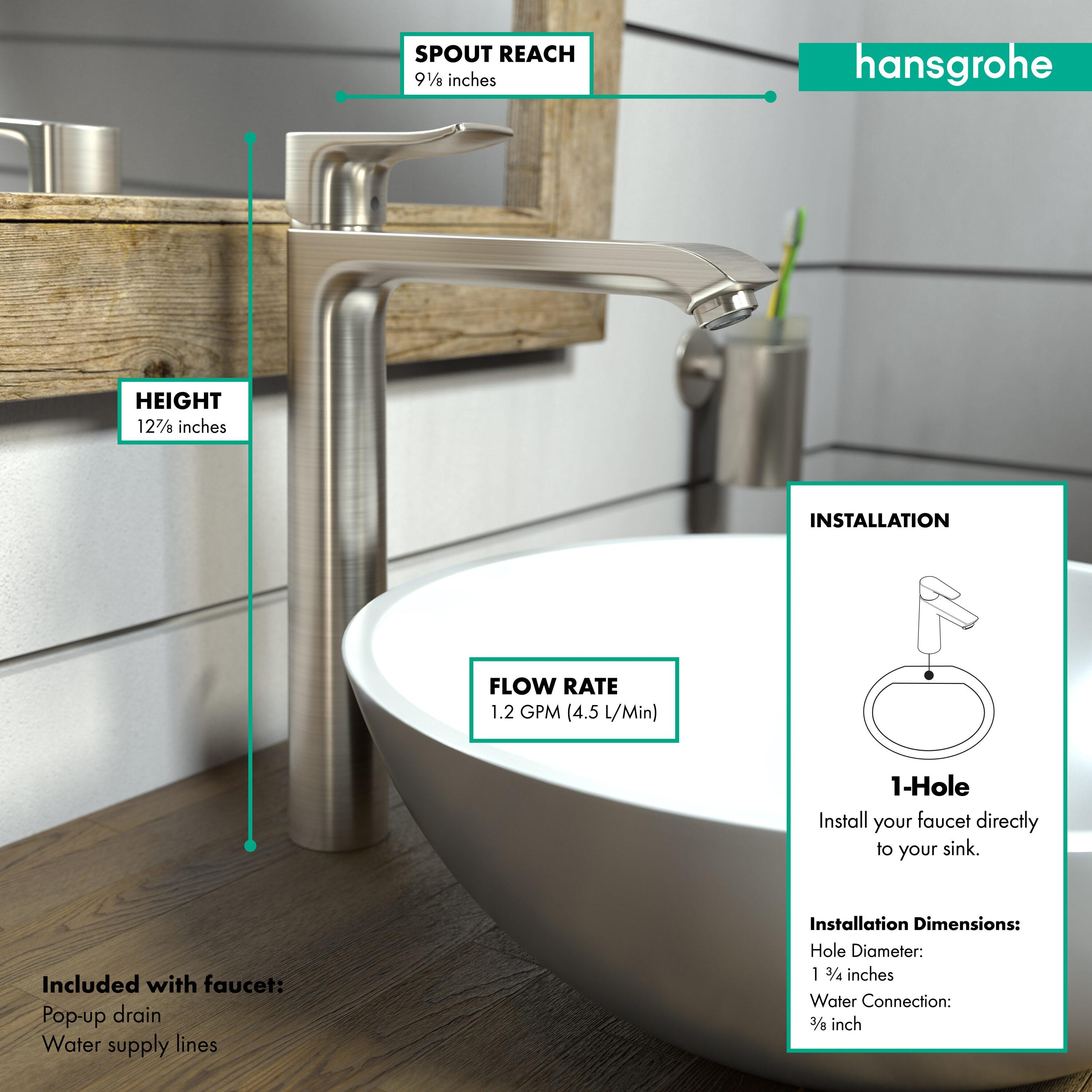 Metris E Standard Single Hole Bathroom Faucet with Drain Assembly