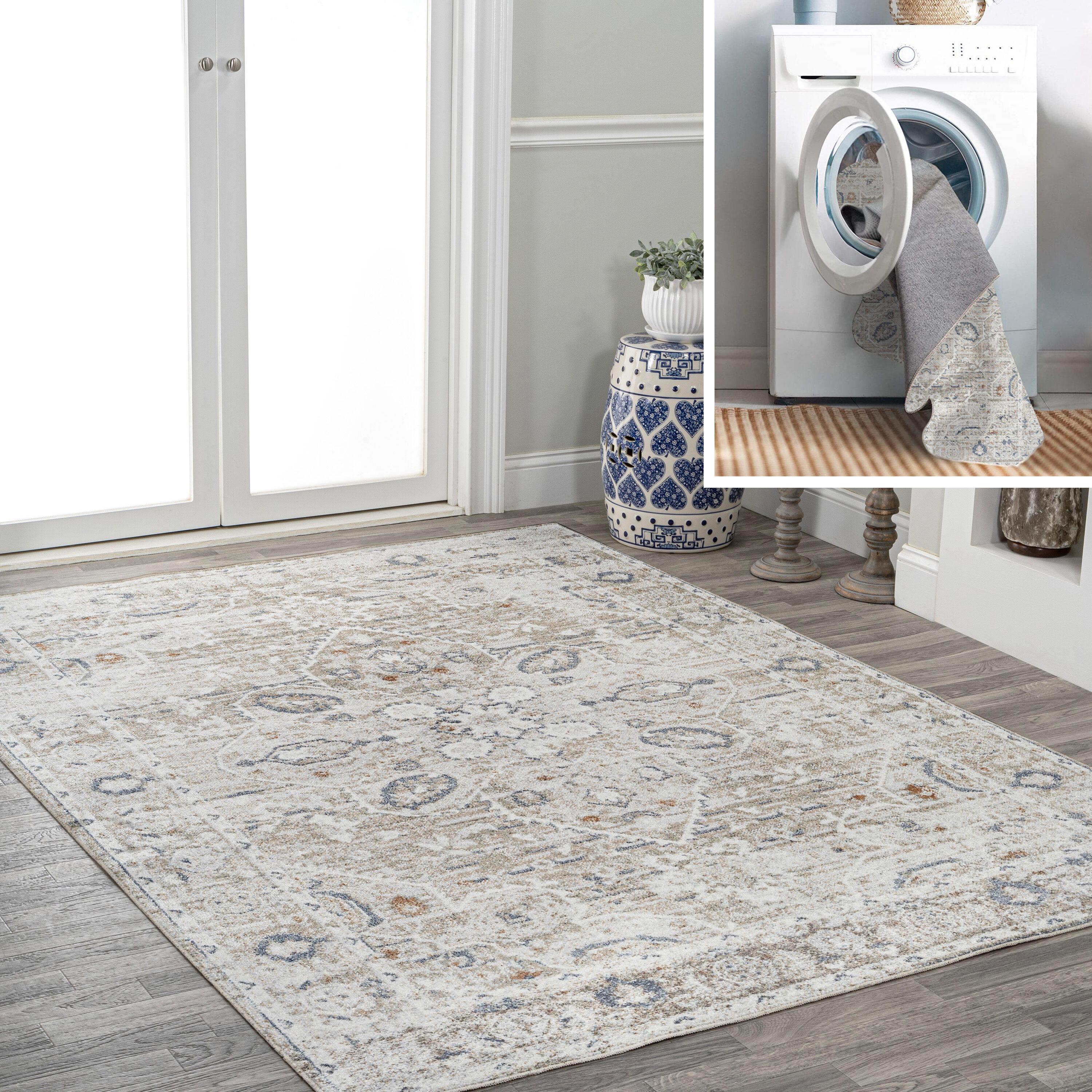 JONATHAN Y Shaii Global Medallion Low-Pile Machine-Washable Light Gray/Brown 3 ft. x 5 ft. Area Rug