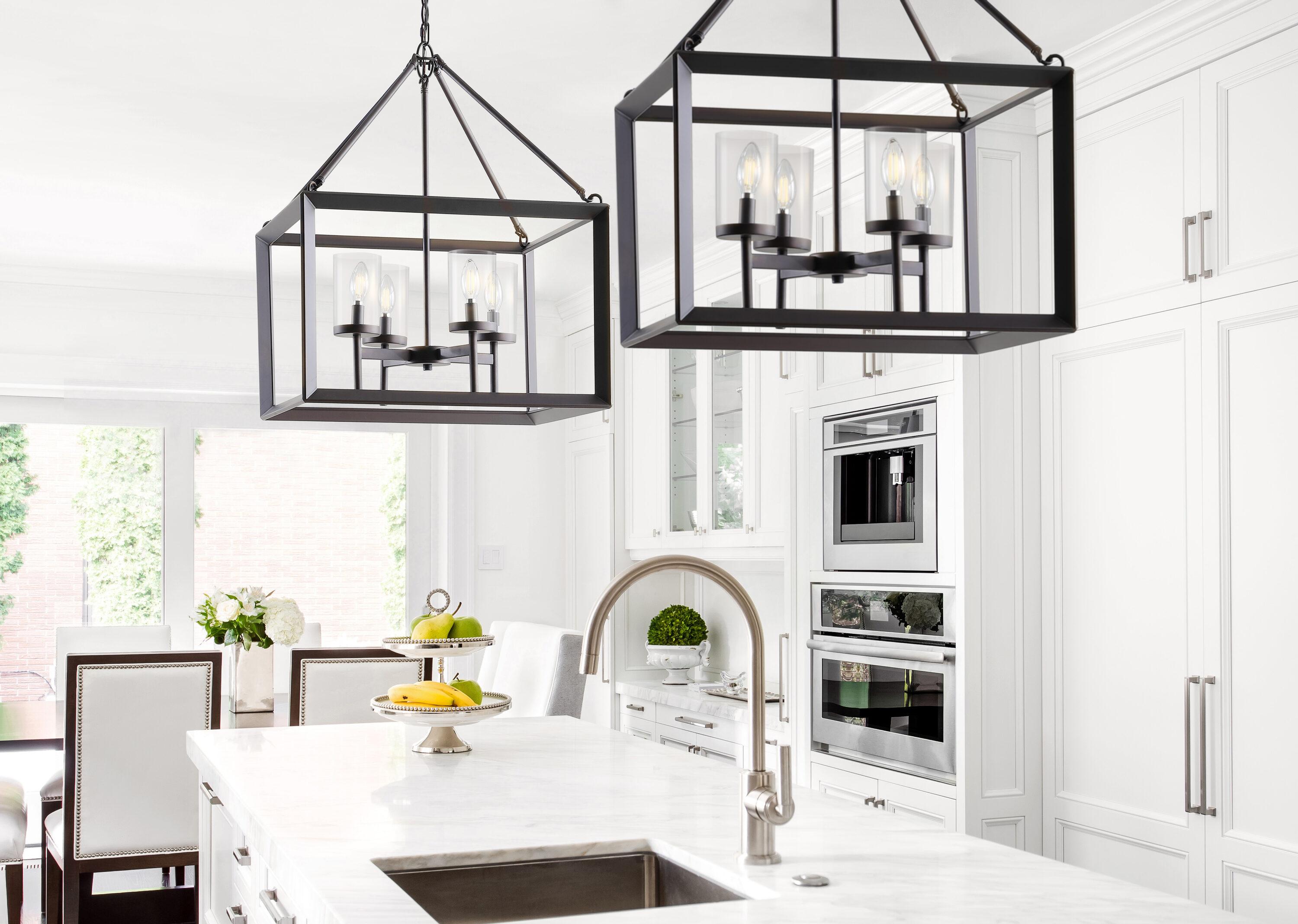 Anna 21" 4-light Metal/Glass LED Pendant, Oil Rubbed Bronze