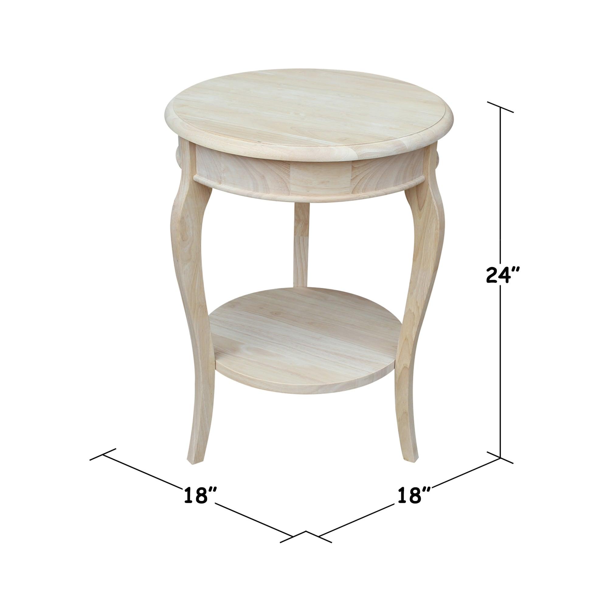 Cambria Solid Wood End Table Unfinished - International Concepts: Transitional Farmhouse Accent, Spot Clean