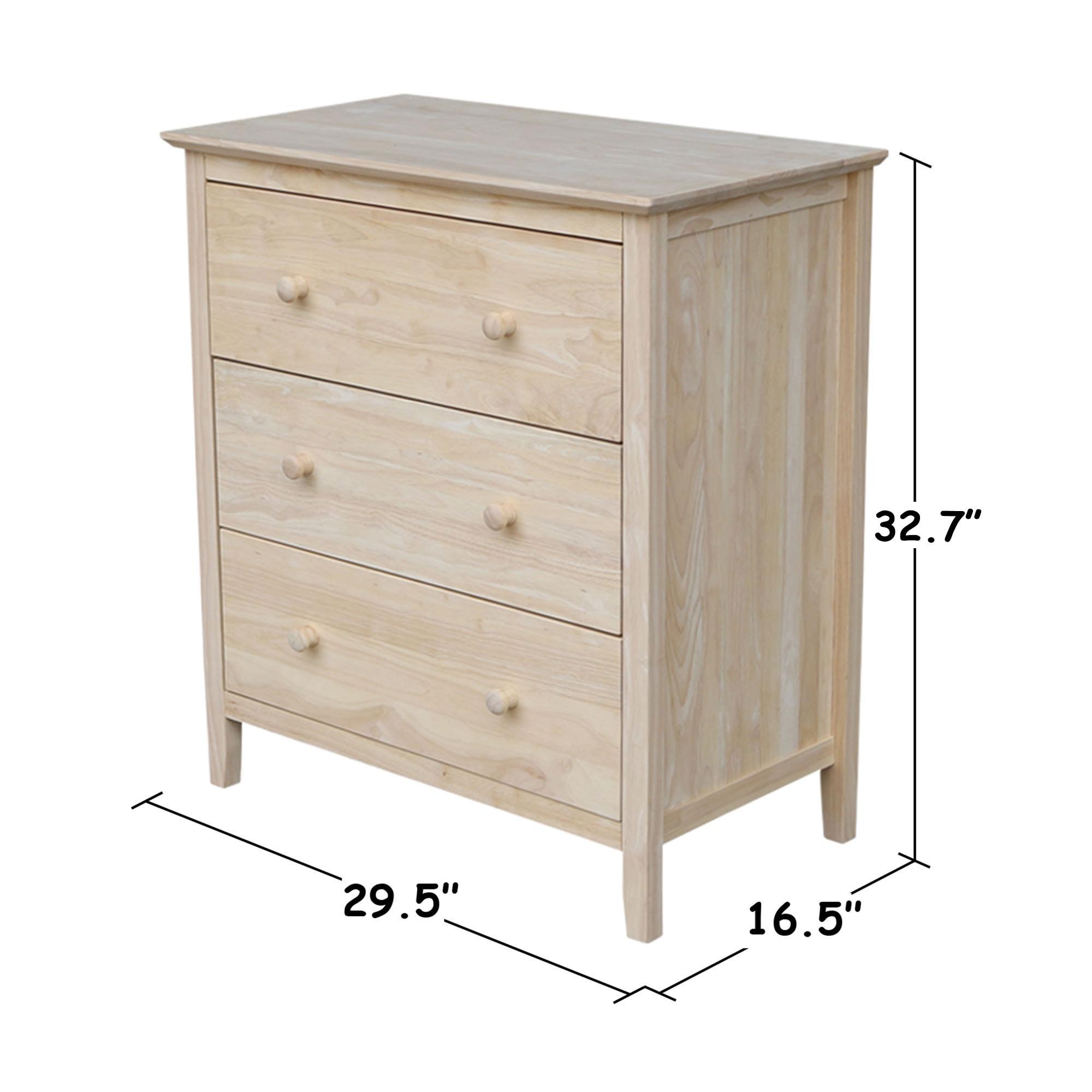 Brooklyn 3-Drawer Unfinished Wood Chest of Drawers