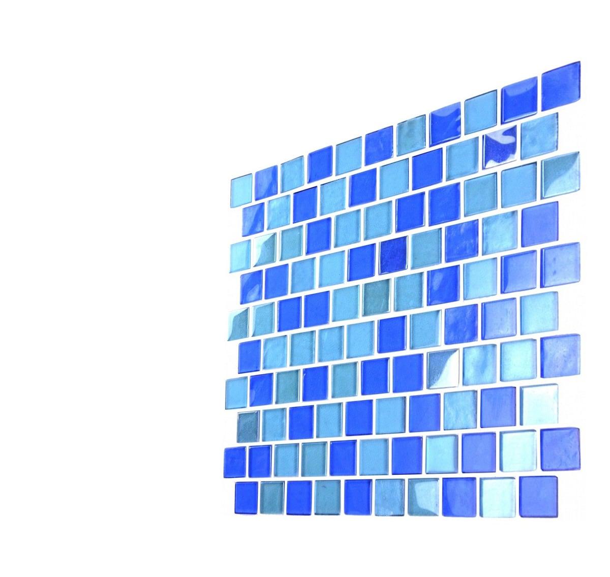 Landscape 1 in. x 1 in. Translucent Glass Plastic Face Mounted Brick Mosaic Designer Pool Tile