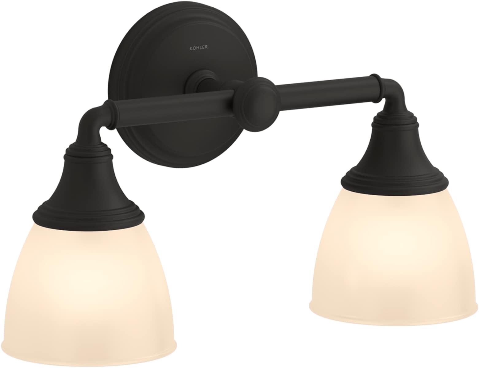 Kohler Devonshire Bathroom Vanity Light Fixture, Wall Sconce Lighting, Position Facing Up or Down, UL Listed, 2 Light, Matte Black