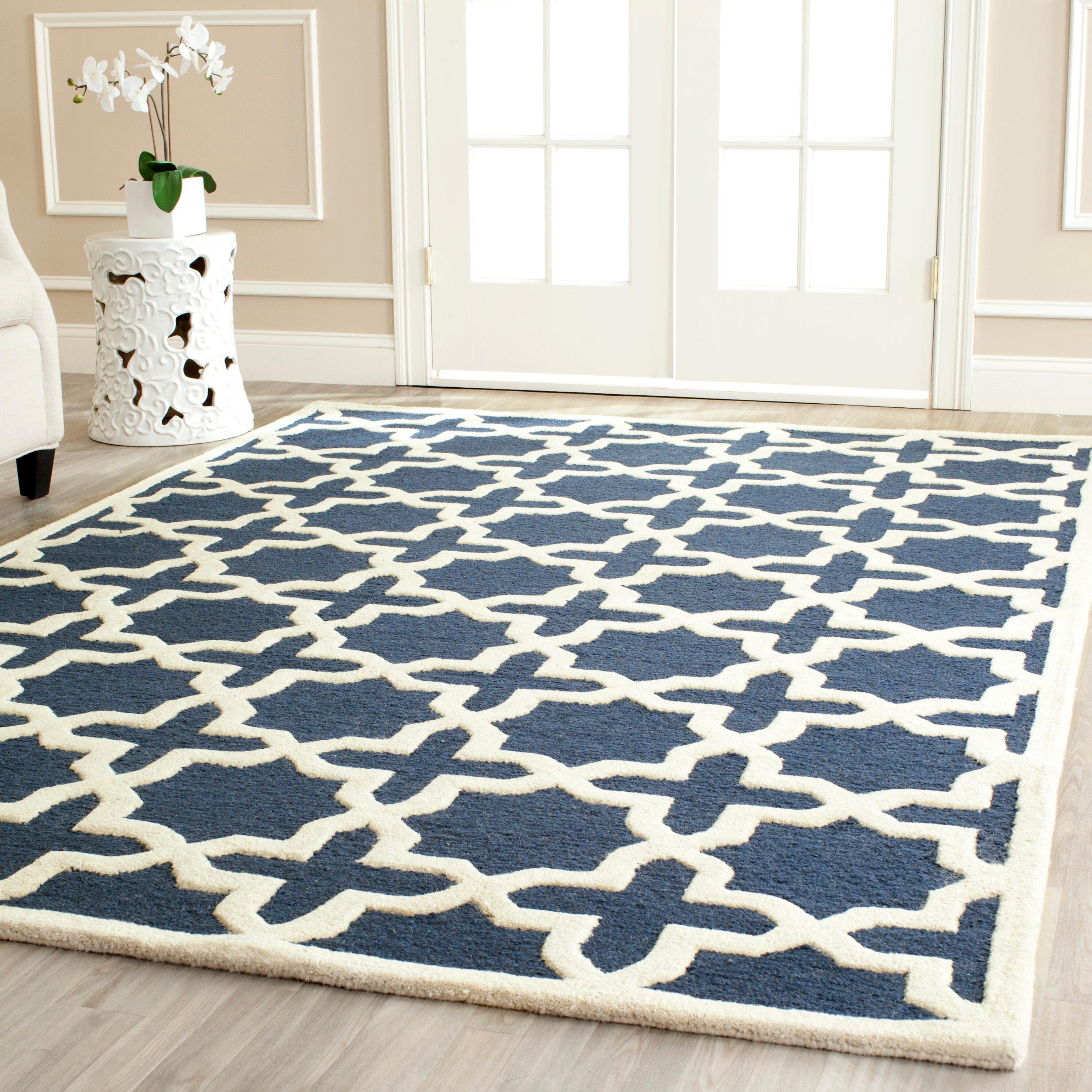 Cambridge CAM125 Tufted Indoor Accent Rug - Navy Blue/Ivory - 3'x5' - Safavieh