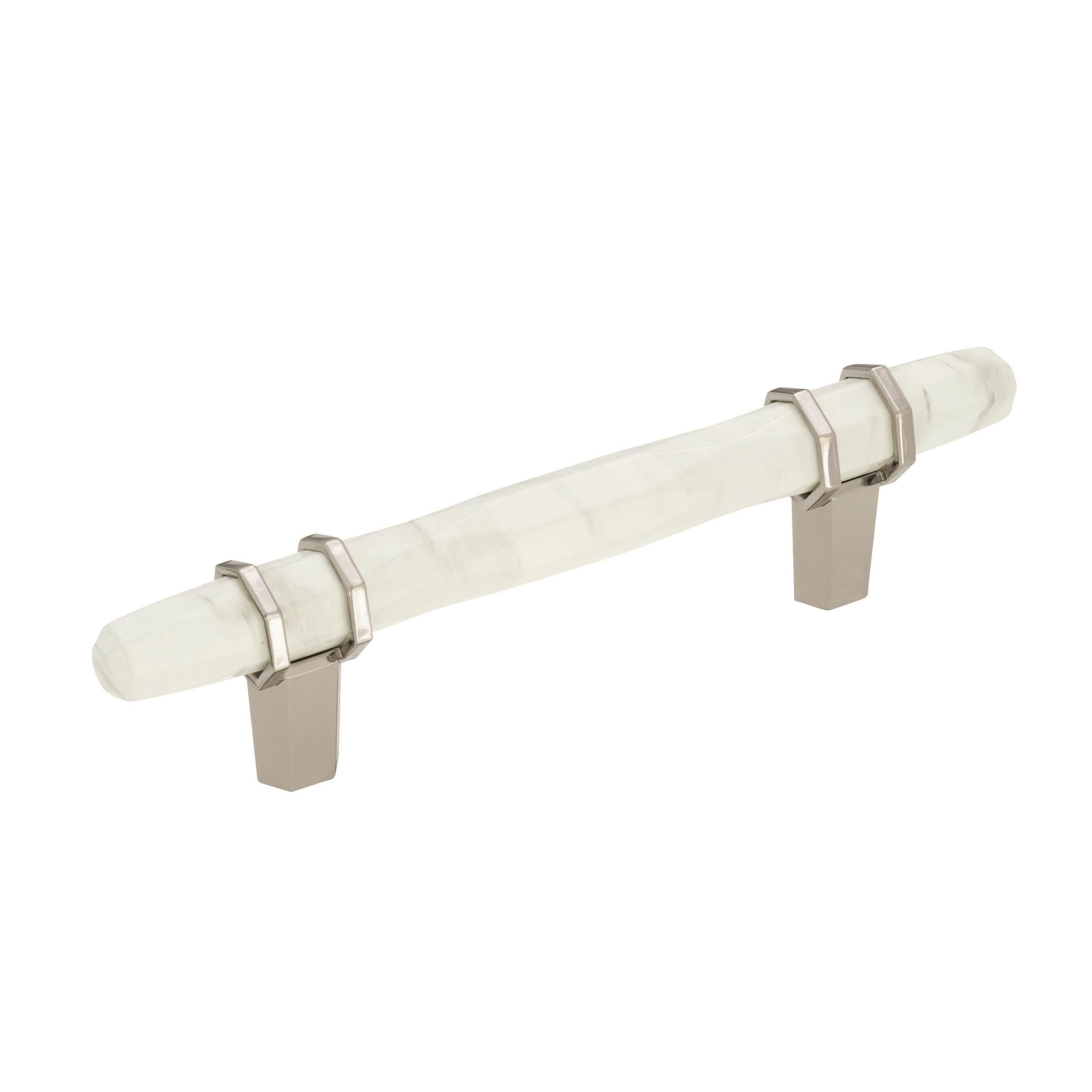 Polished Nickel and Marble White Modern Bar Cabinet Pull