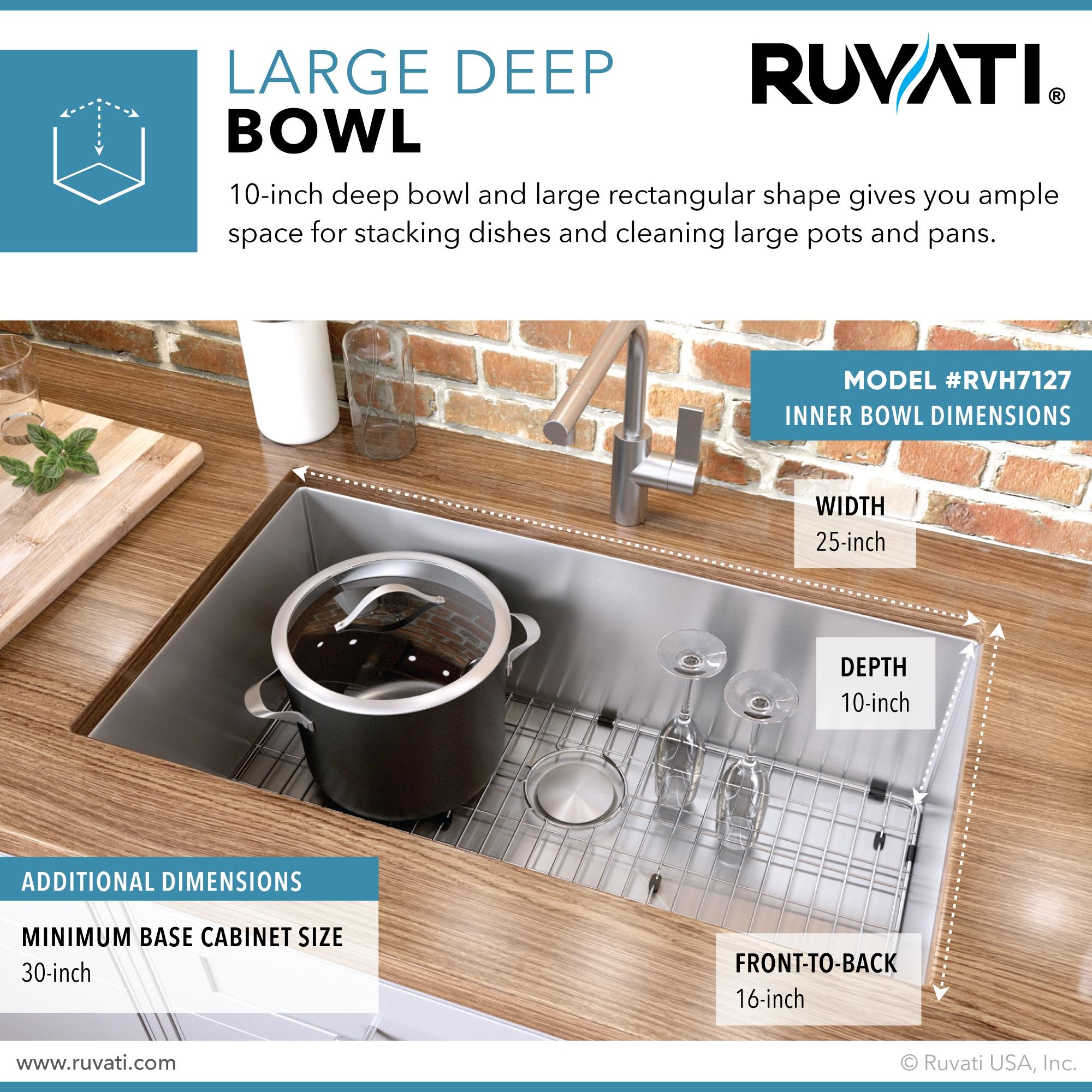 Ruvati Bar Prep Sink Narrow Trough Undermount 16 Gauge Stainless Steel Single Bowl