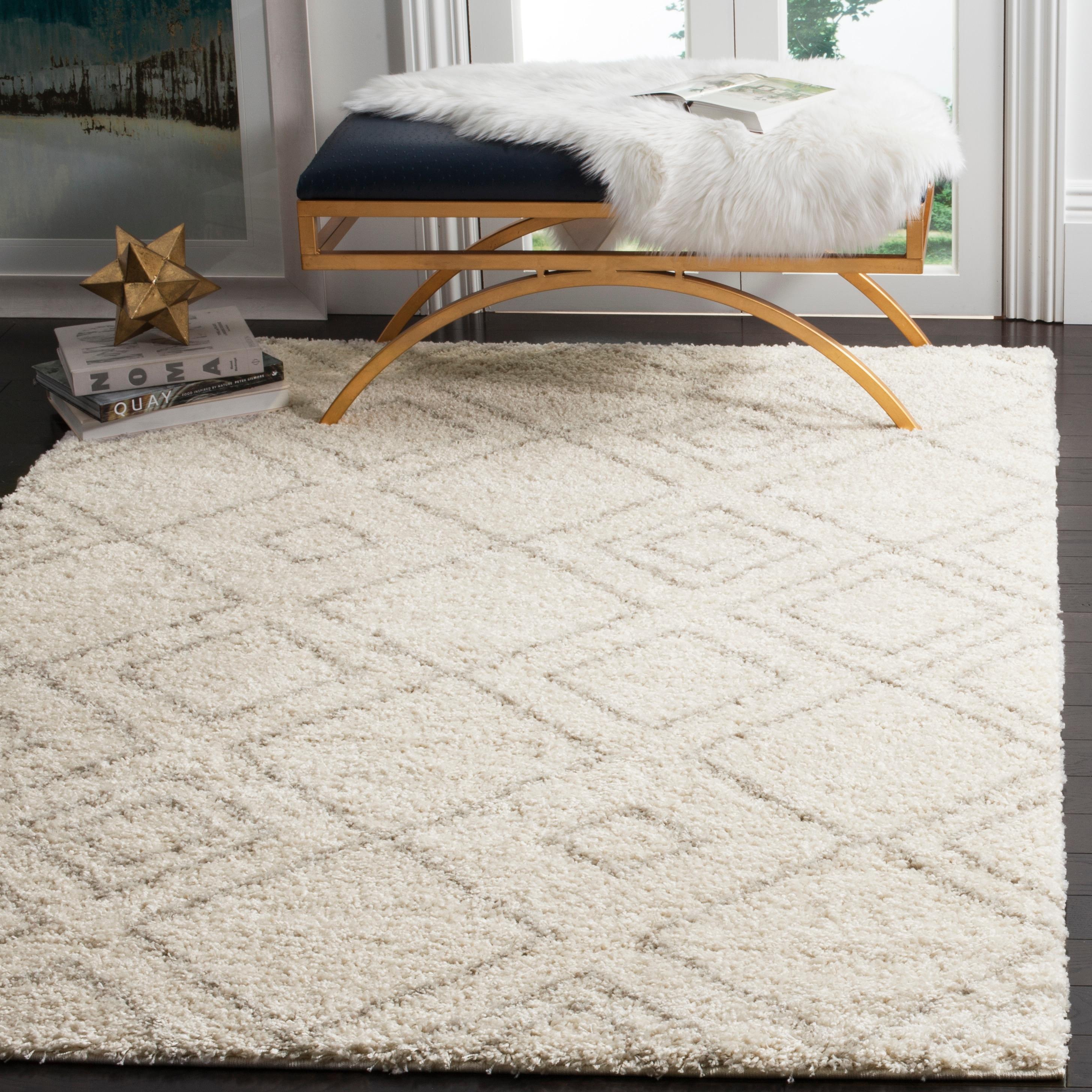 Arizona Shag ASG744 Power Loomed Indoor Area Rug - Ivory/Beige - 5'1"x7'6" - Safavieh