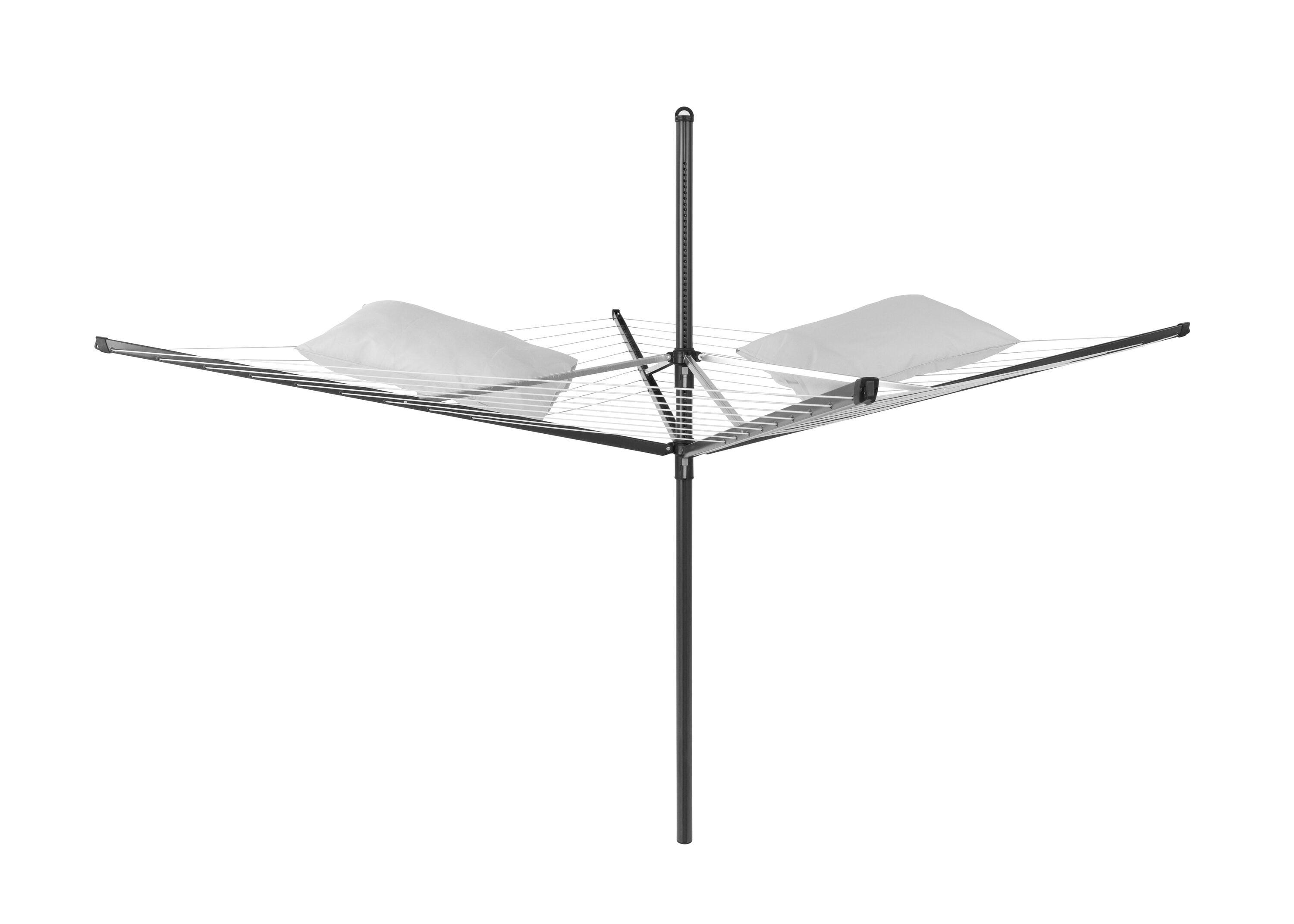 Anthracite Height Adjustable Steel Outdoor Rotary Clothesline with Cover and Clothespins