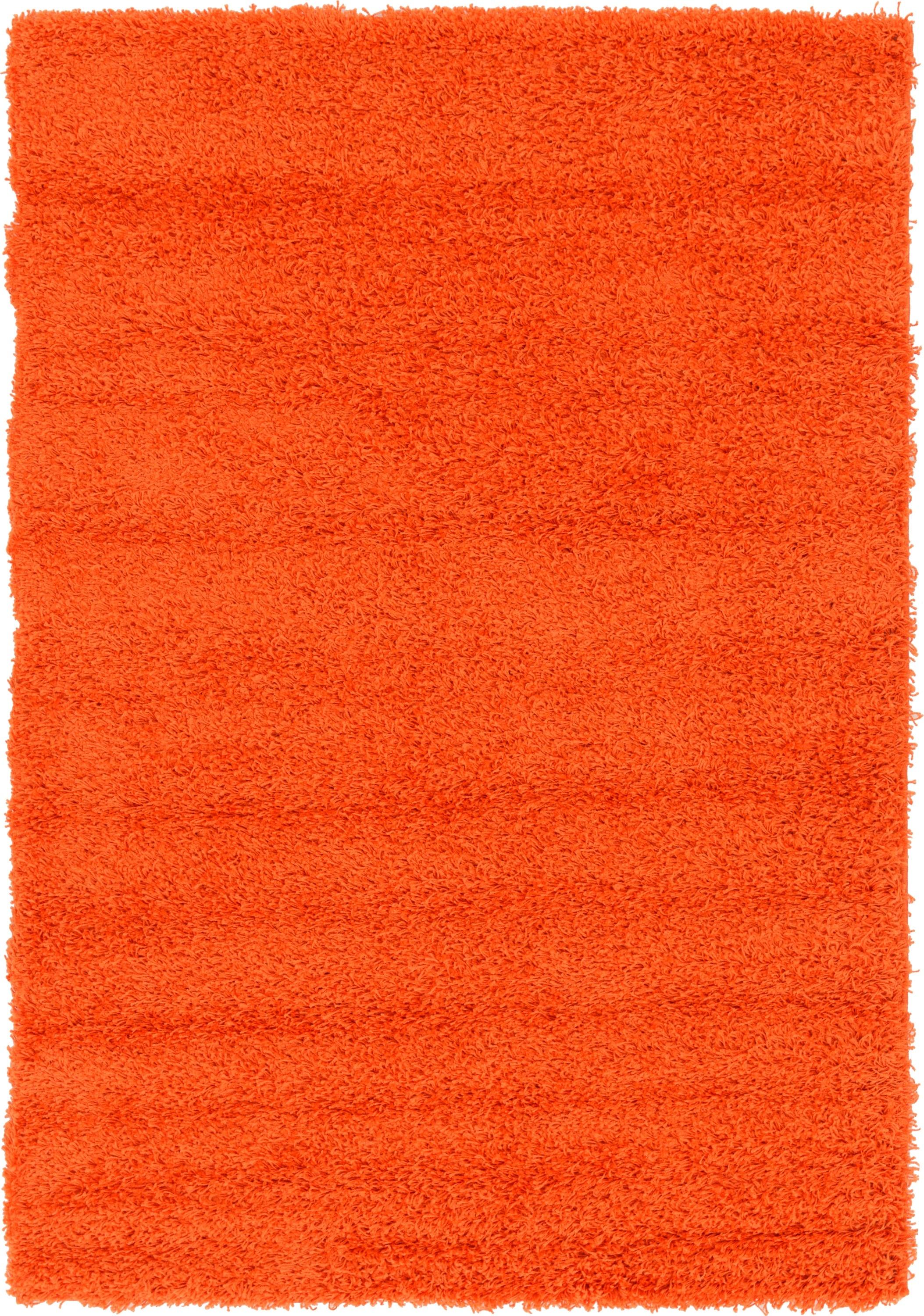 Unique Loom 4' 1 x 6' 1 Solid Shag Tiger Orange Area Rug