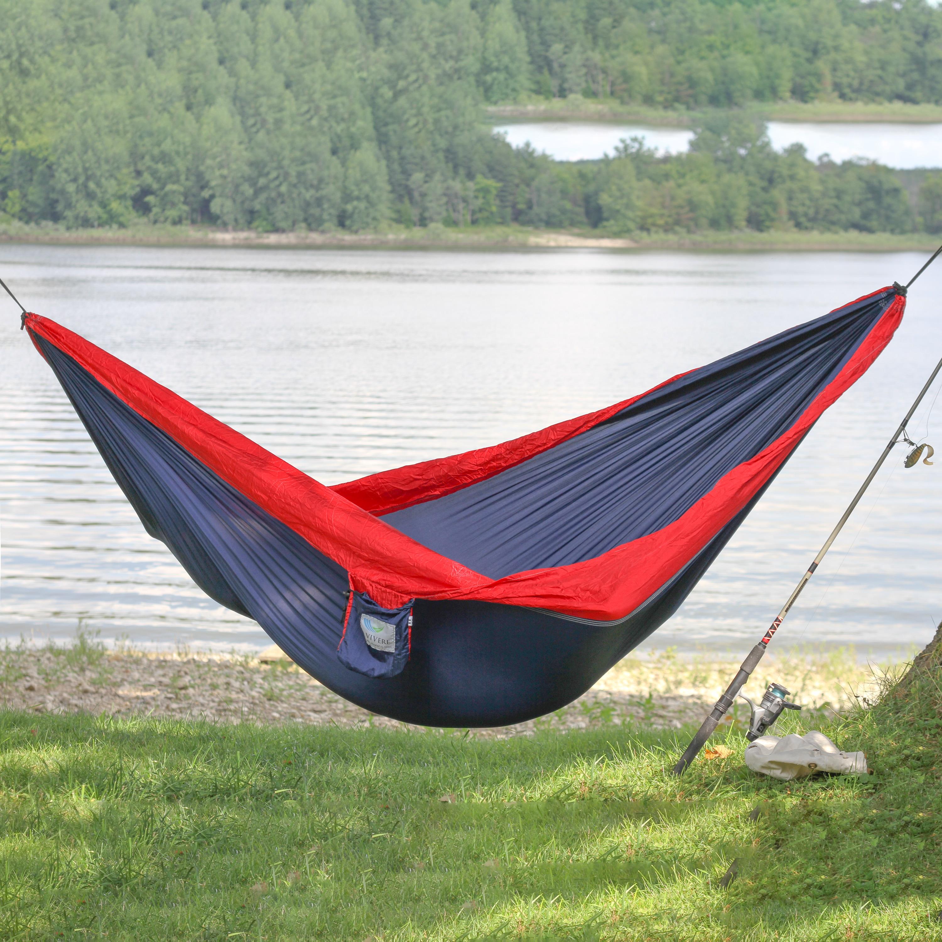 Vivere Double Parachute Hammock in Navy and Red