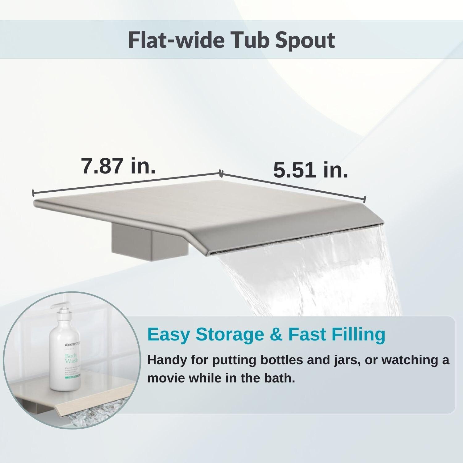 Fithood Rain Shower System Brushed Nickel Tub Shower Faucet Set 10 Inch Square Rainfall Shower Head with Handheld Sprayer and Waterfall Tub Spout Pressure Balance Rough-in Valve Shower Mixer Combo