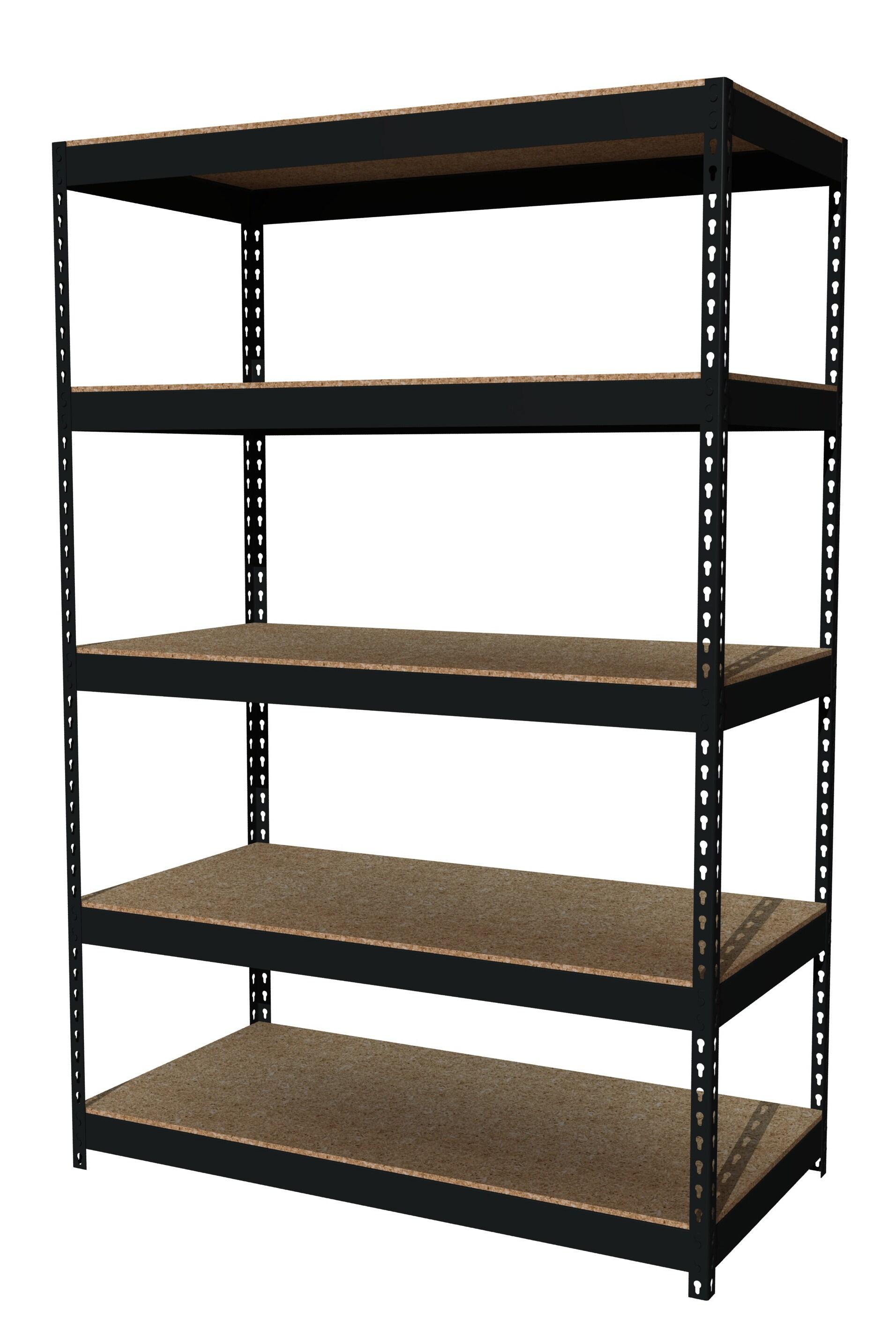 Iron Horse 3800 Riveted Steel Shelving 5-Shelf Unit, 24D x 48W x 72H, Black