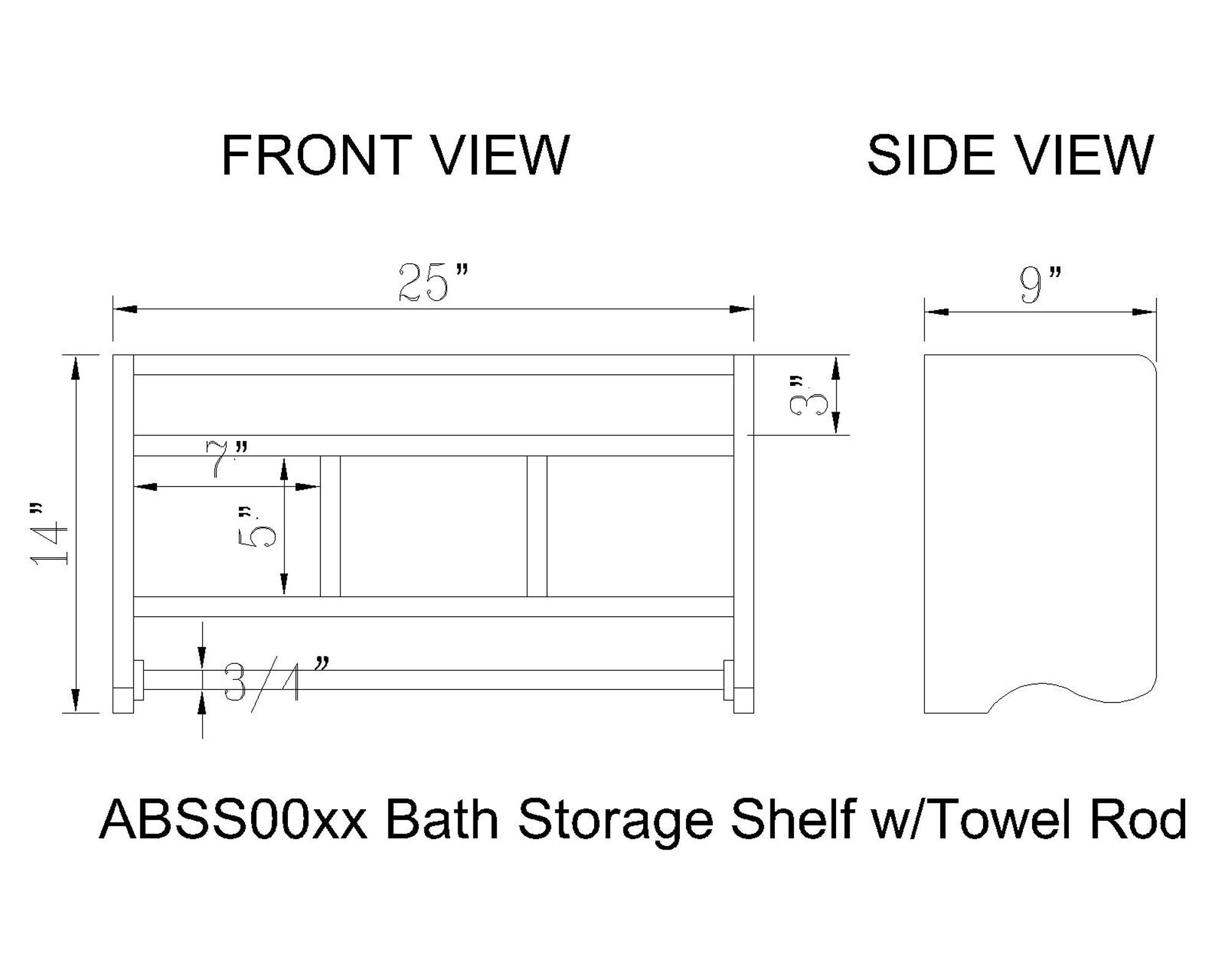 25" Bath Storage Shelf with Towel Rod, Chestnut