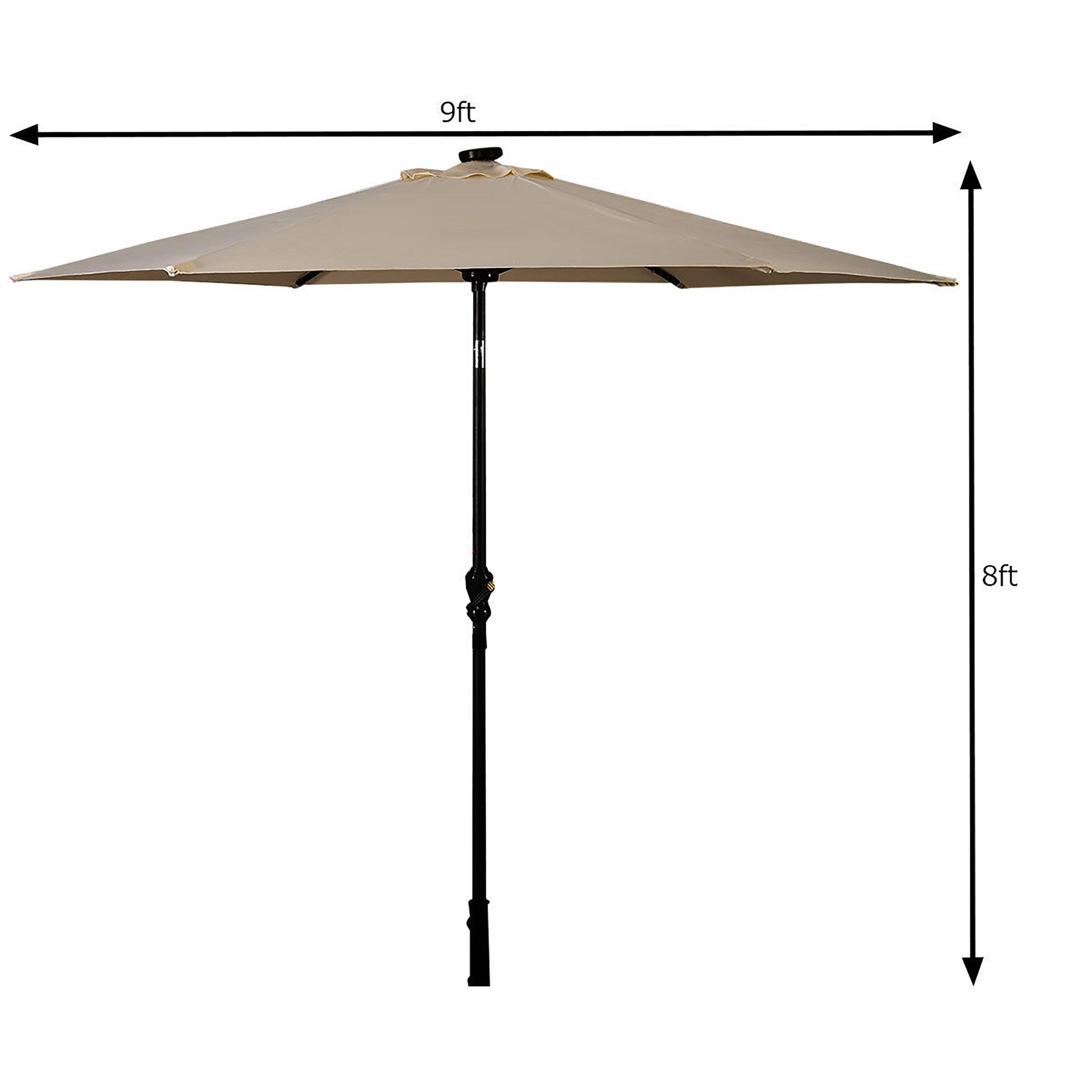 Latitude Run® 9 Feet Patio LED Solar Umbrella With Crank