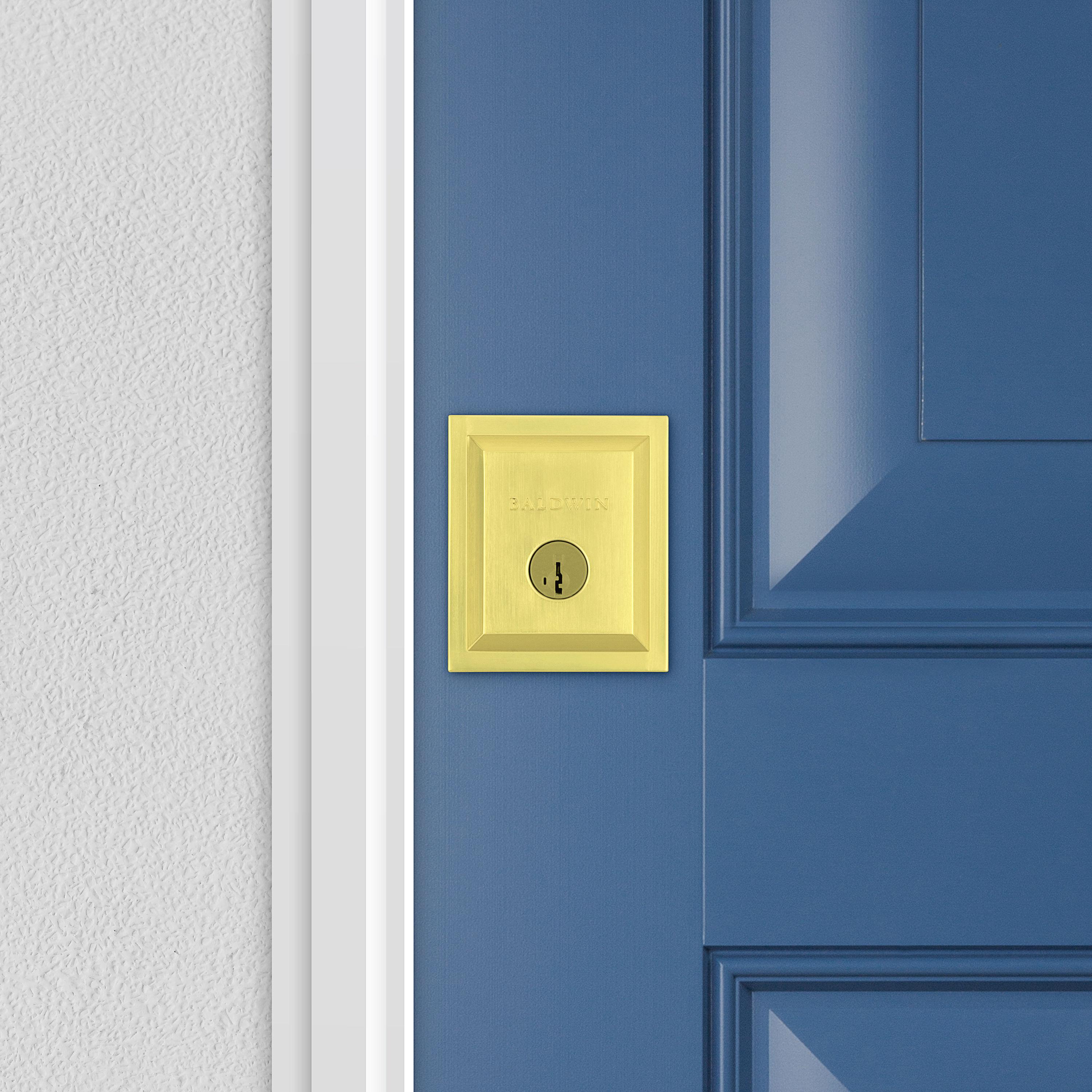 Baldwin Spyglass, Single Cylinder Front Door Deadbolt Featuring SmartKey Re-key Technology and Microban Protection, in Satin Brass
