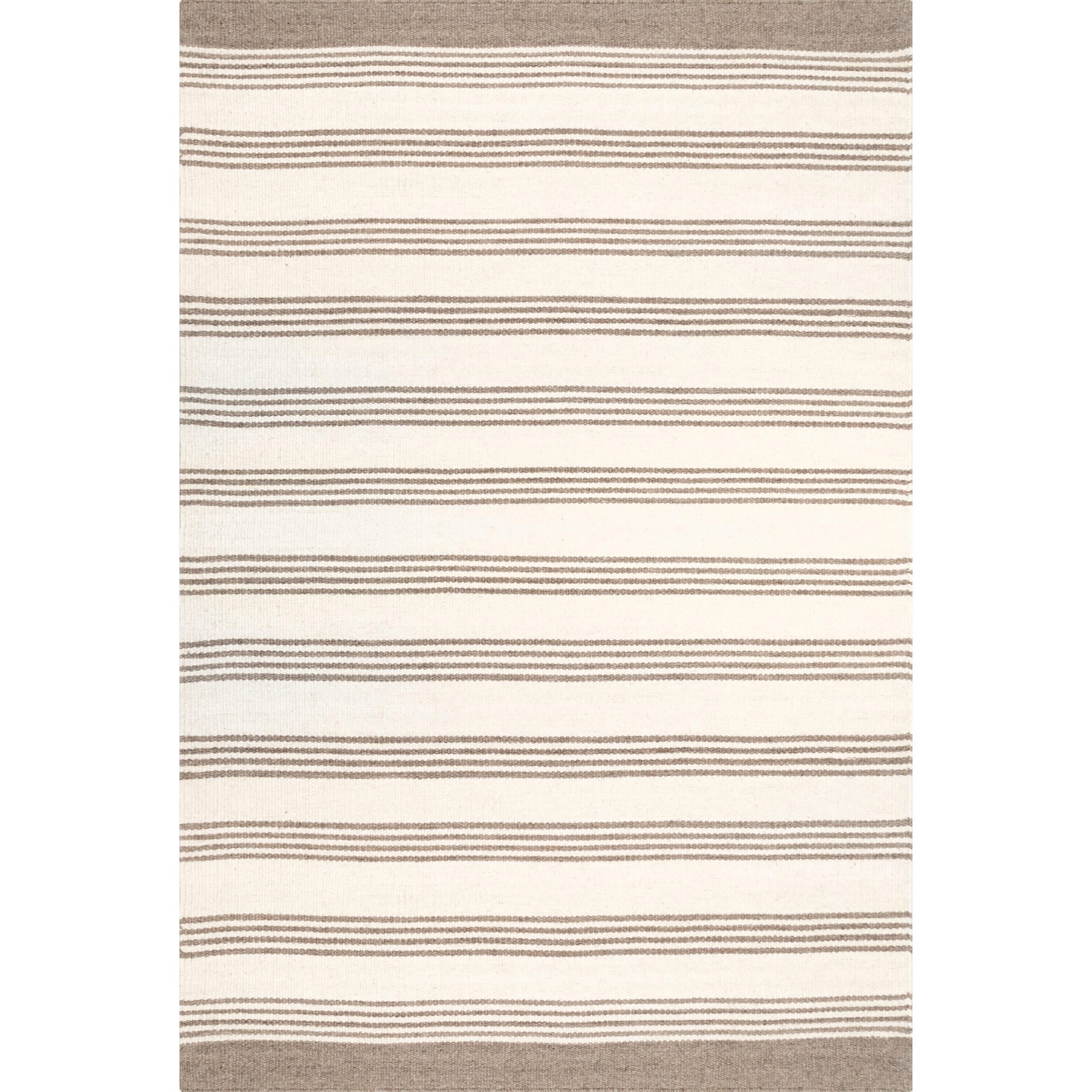 Highland Dunes Striped Cotton/Wool Beige Area Rug
