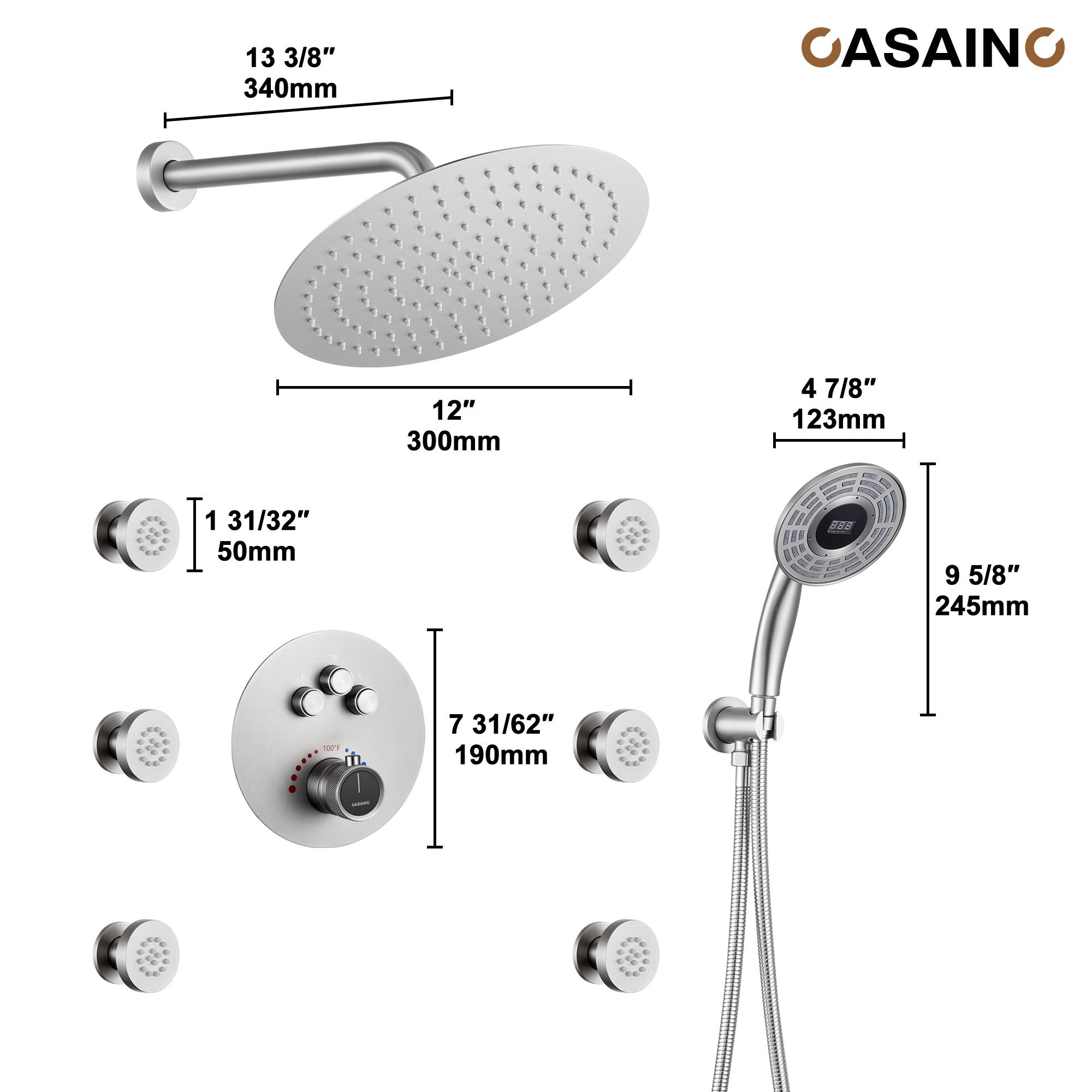 Thermostatic Rainfall Shower System with Rough in-Valve and Digital Display Handheld