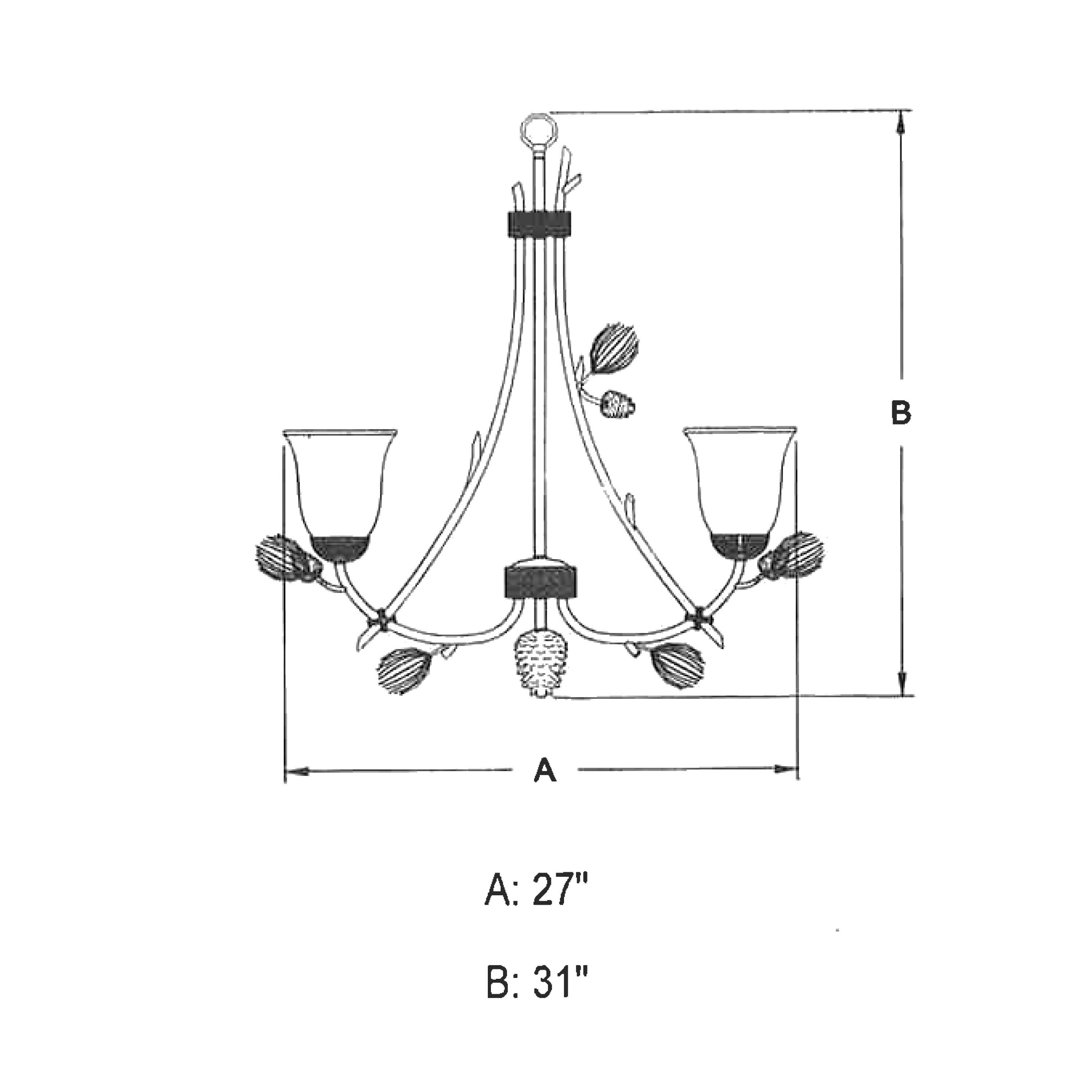 Vaxcel Sierra 6 - Light Chandelier in  Black Walnut