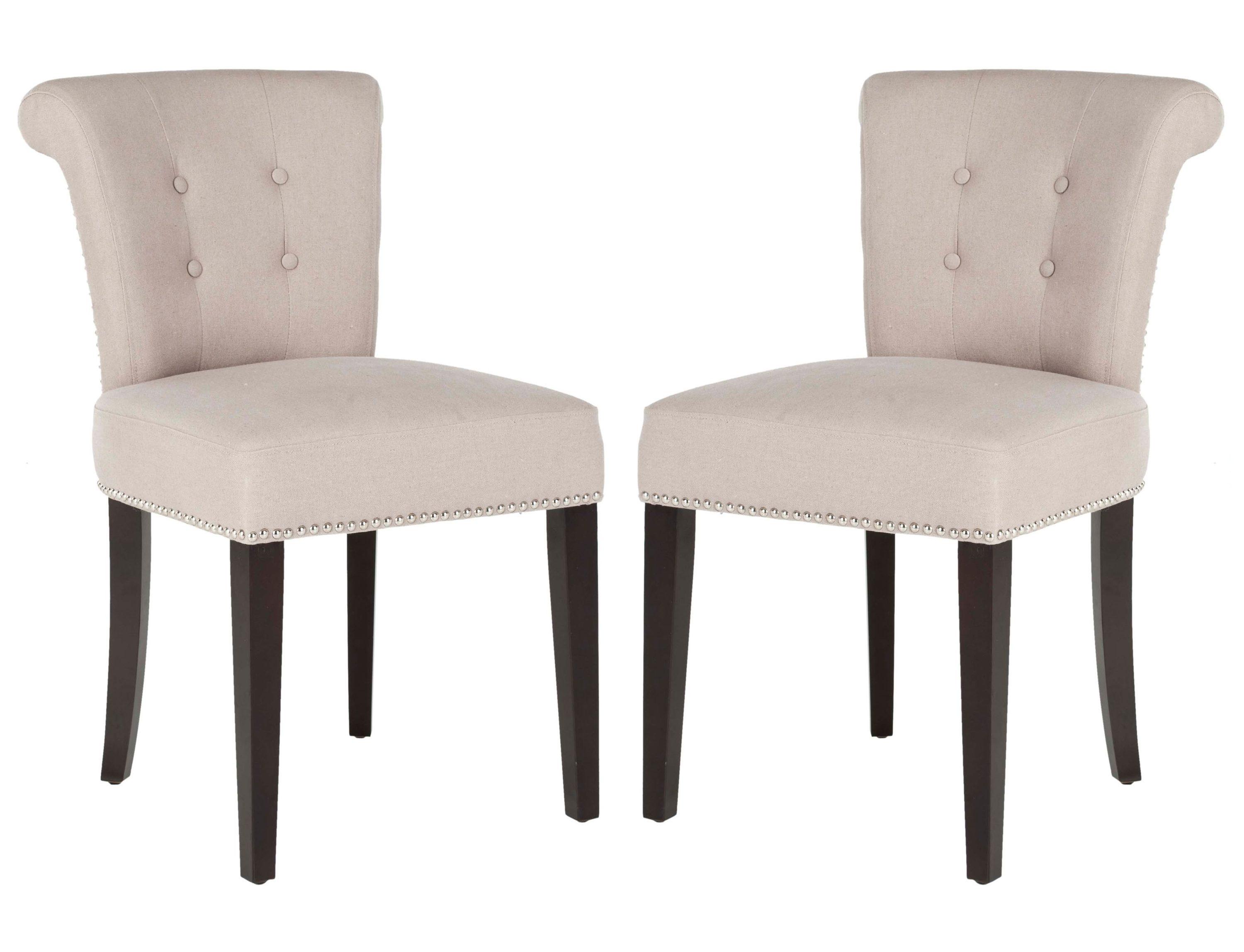 Sinclair 21''H Ring Chair (Set Of 2) with Silver Nail Heads - Taupe - Safavieh