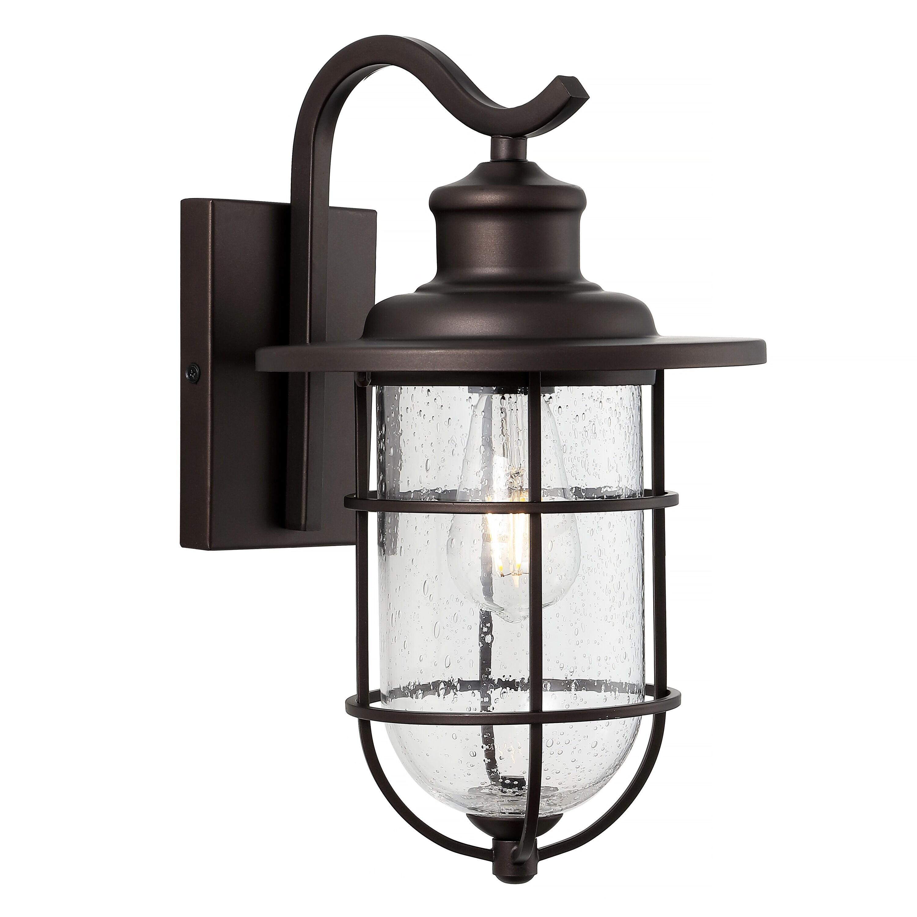 Westfield 10.5" Black Iron and Seeded Glass Outdoor Lantern