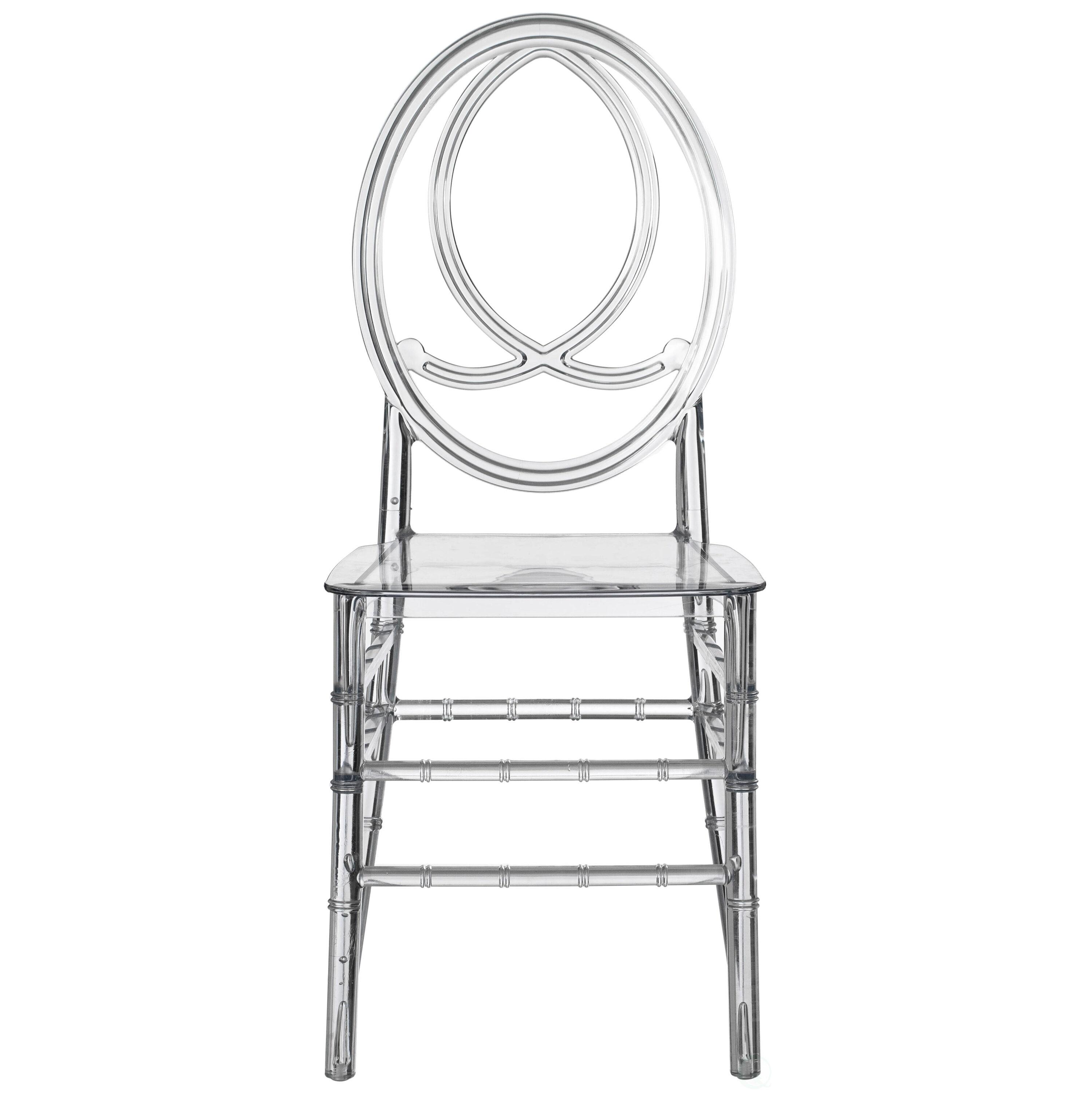 Fabulaxe Modern Acrylic Phoenix Dining Chair, Stackable Transparent Party Chair, Crystal Clear Acrylic Chair for Events and Weddings, Single