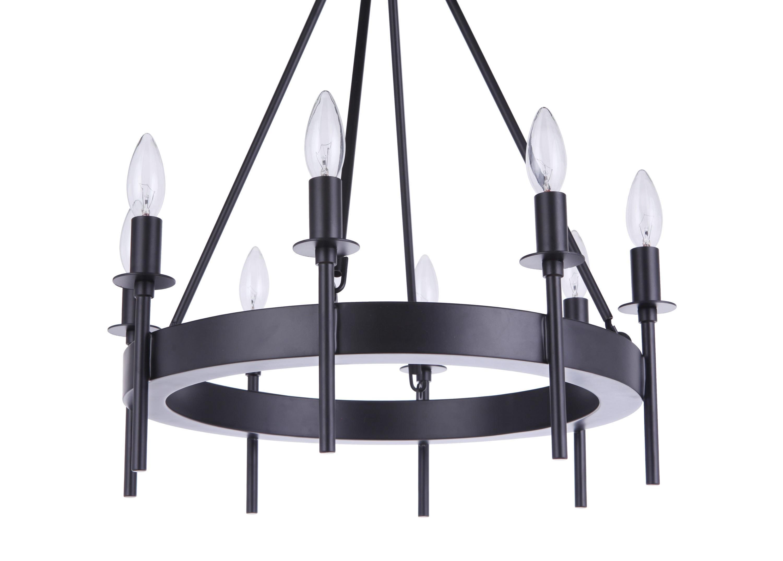54328-FB-Craftmade Lighting-Larrson - 8 Light Chandelier-Flat Black Finish    -Traditional Installation