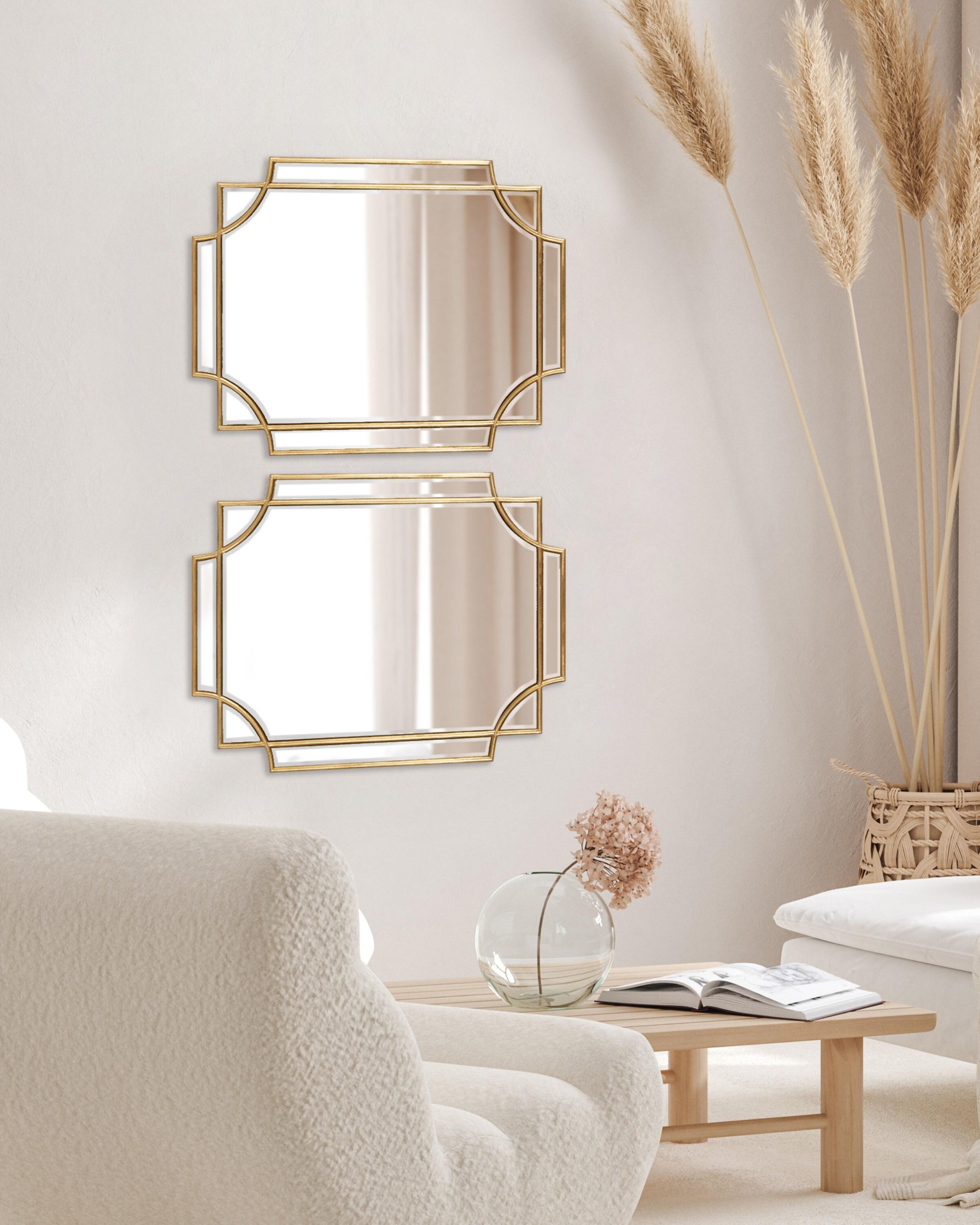 Kate and Laurel Minuette Glam Wall Mirror, 18 x 24, Gold, Boho-Chic Home Decor for Wall