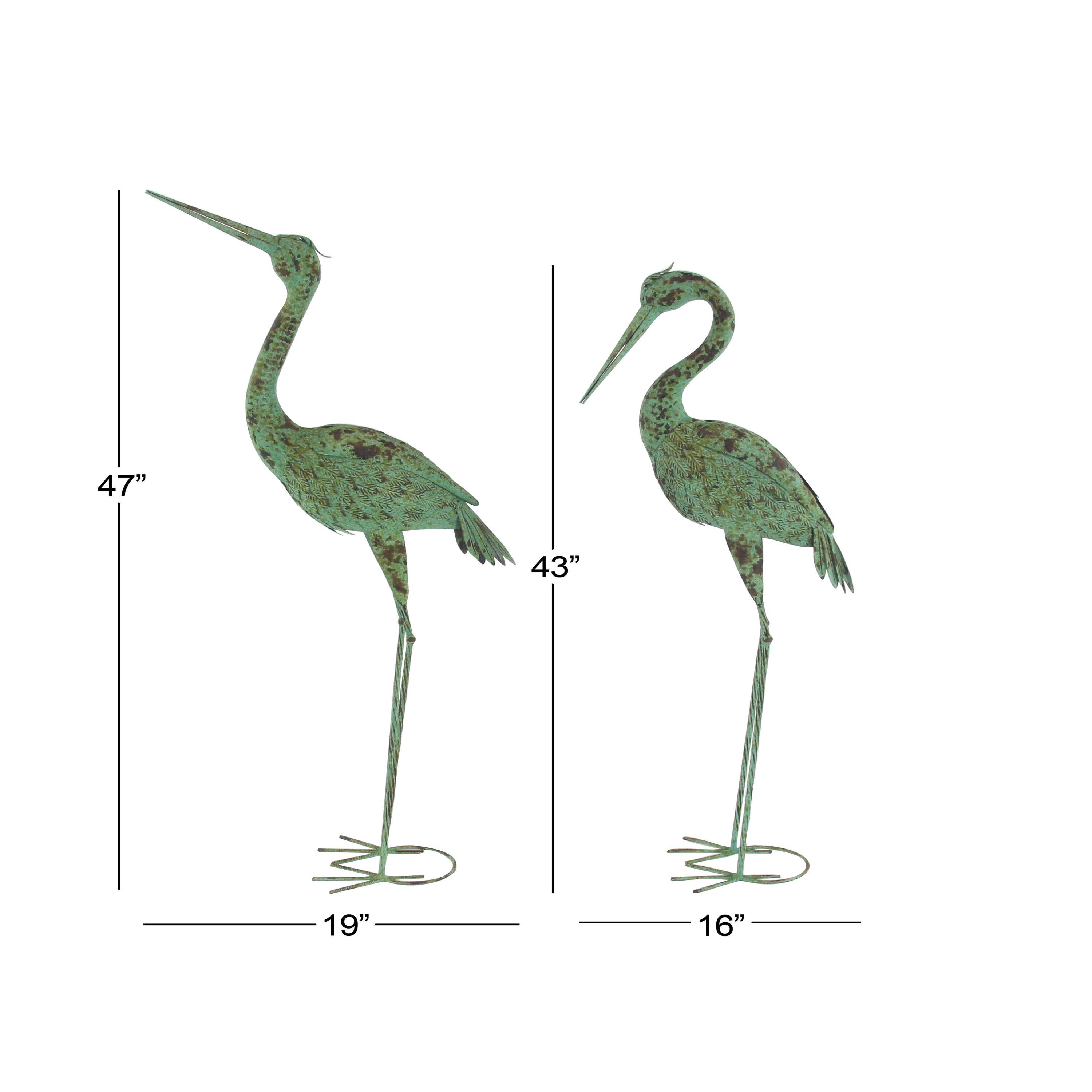 DecMode 47" Indoor Outdoor Crane Garden Sculpture with Coiled U Shaped Feet (2 Pack)