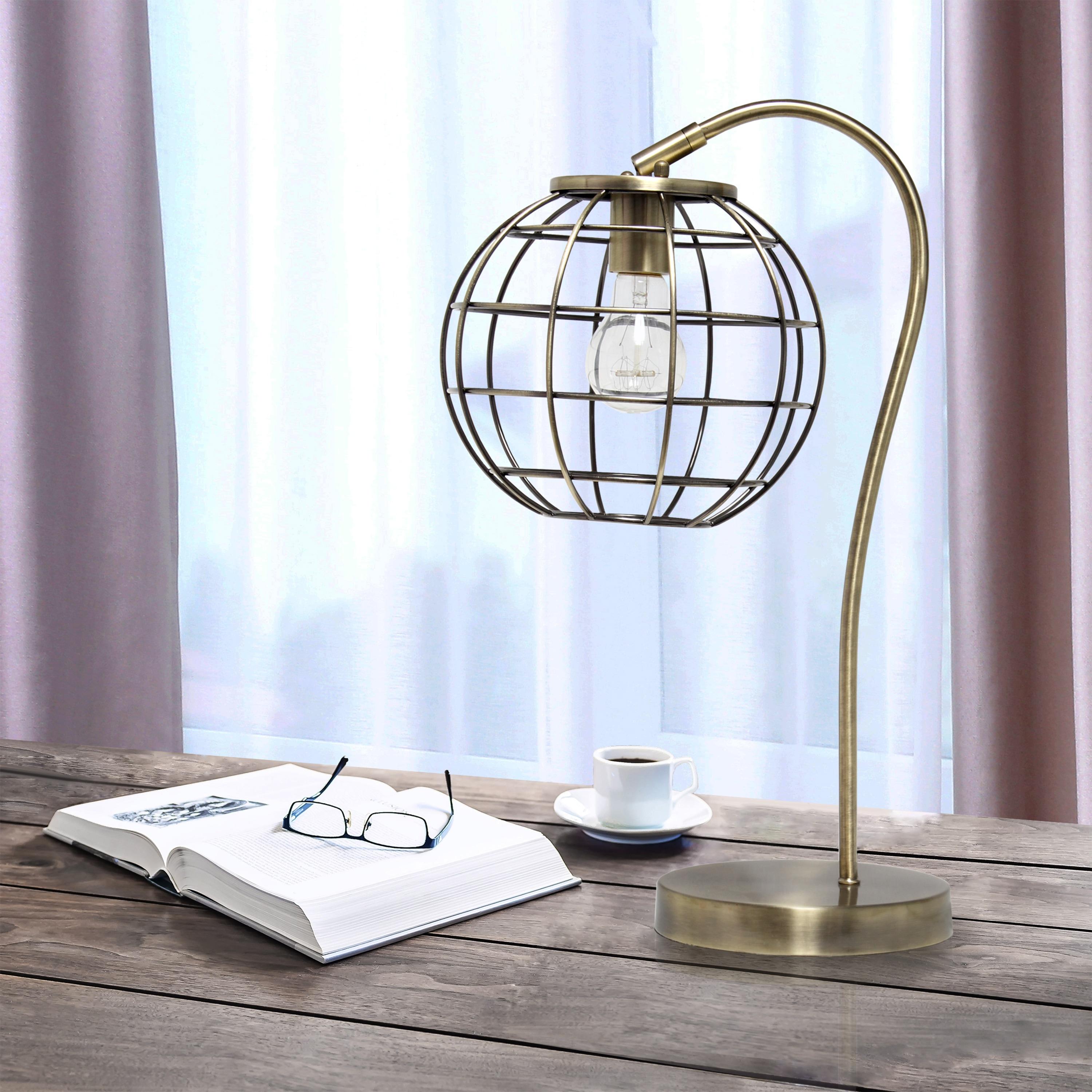 Metal Arched Cage Table Lamp Antique Brass - Lalia Home: No Assembly, UL Listed, Adjustable Neck