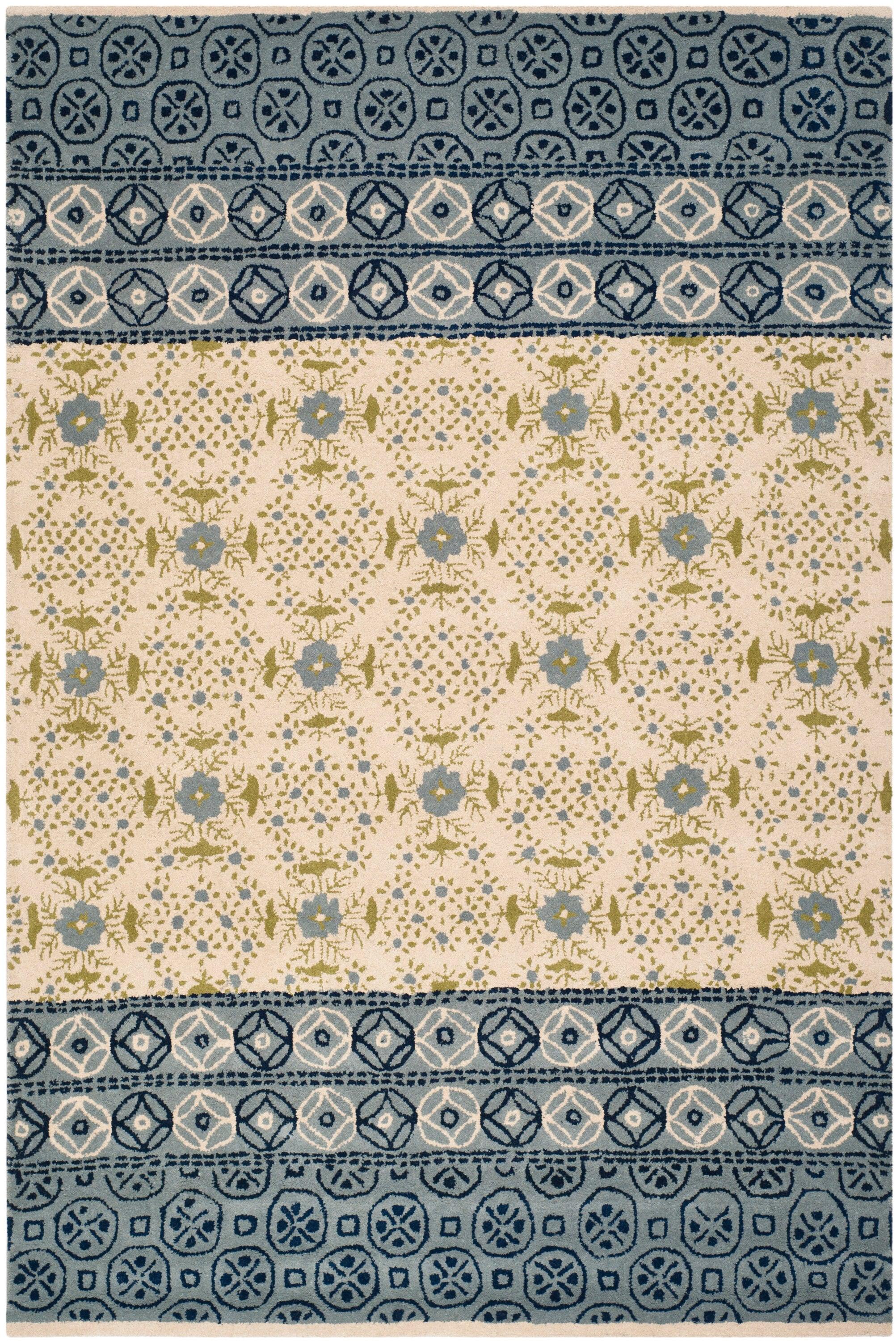 Bella BEL119 Hand Tufted Area Rug - Ivory/Blue - 6'x9' - Safavieh.